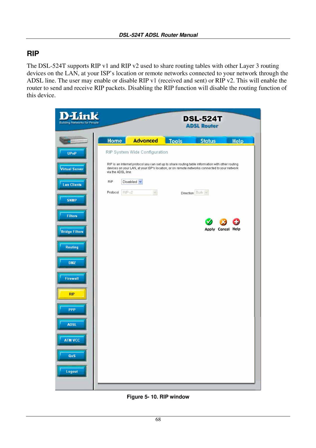 D-Link DSL524T manual Rip 