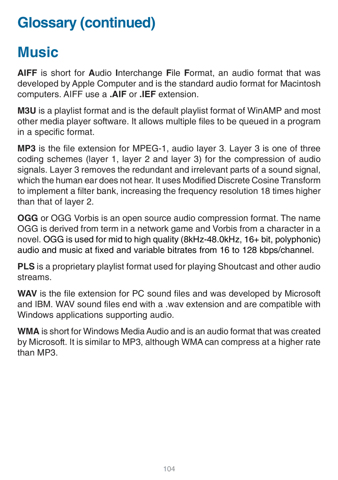 D-Link DSM-320 manual Glossary Music 