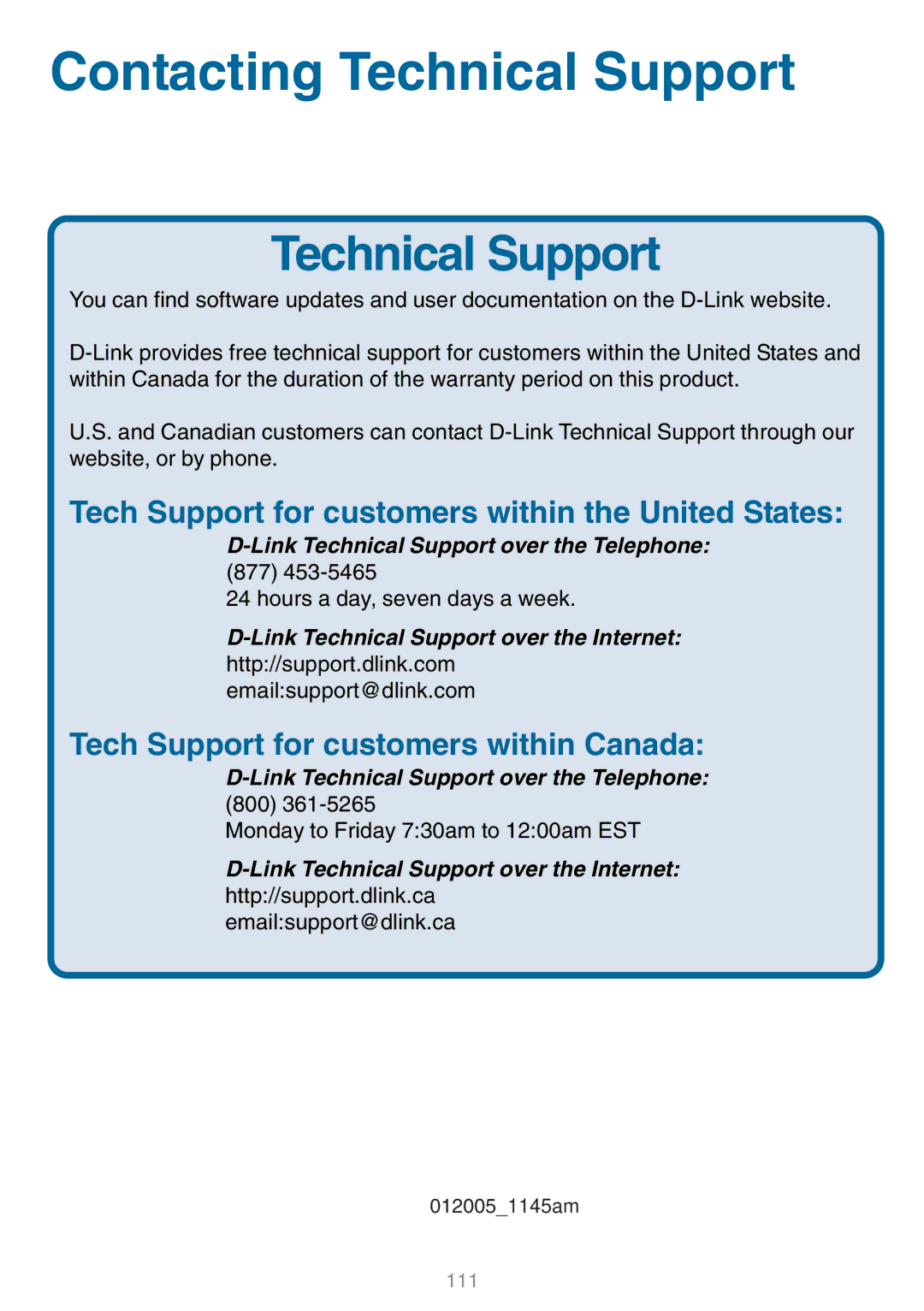 D-Link DSM-320 manual Contacting Technical Support 