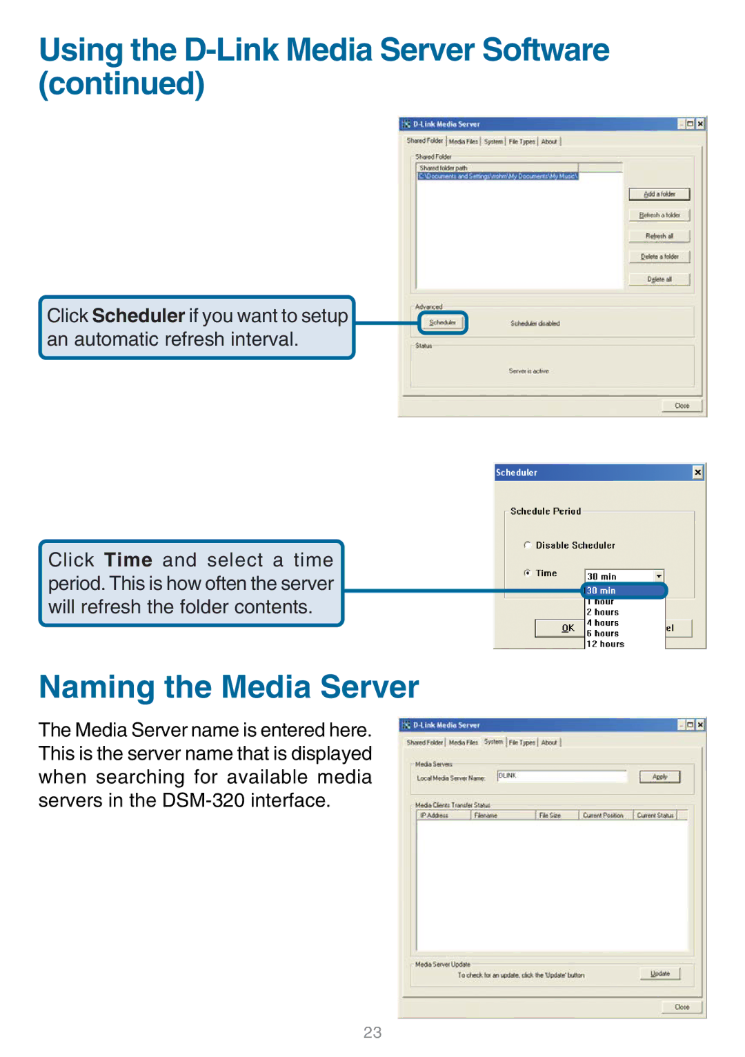 D-Link DSM-320 manual Using the D-Link Media Server Software, Naming the Media Server 