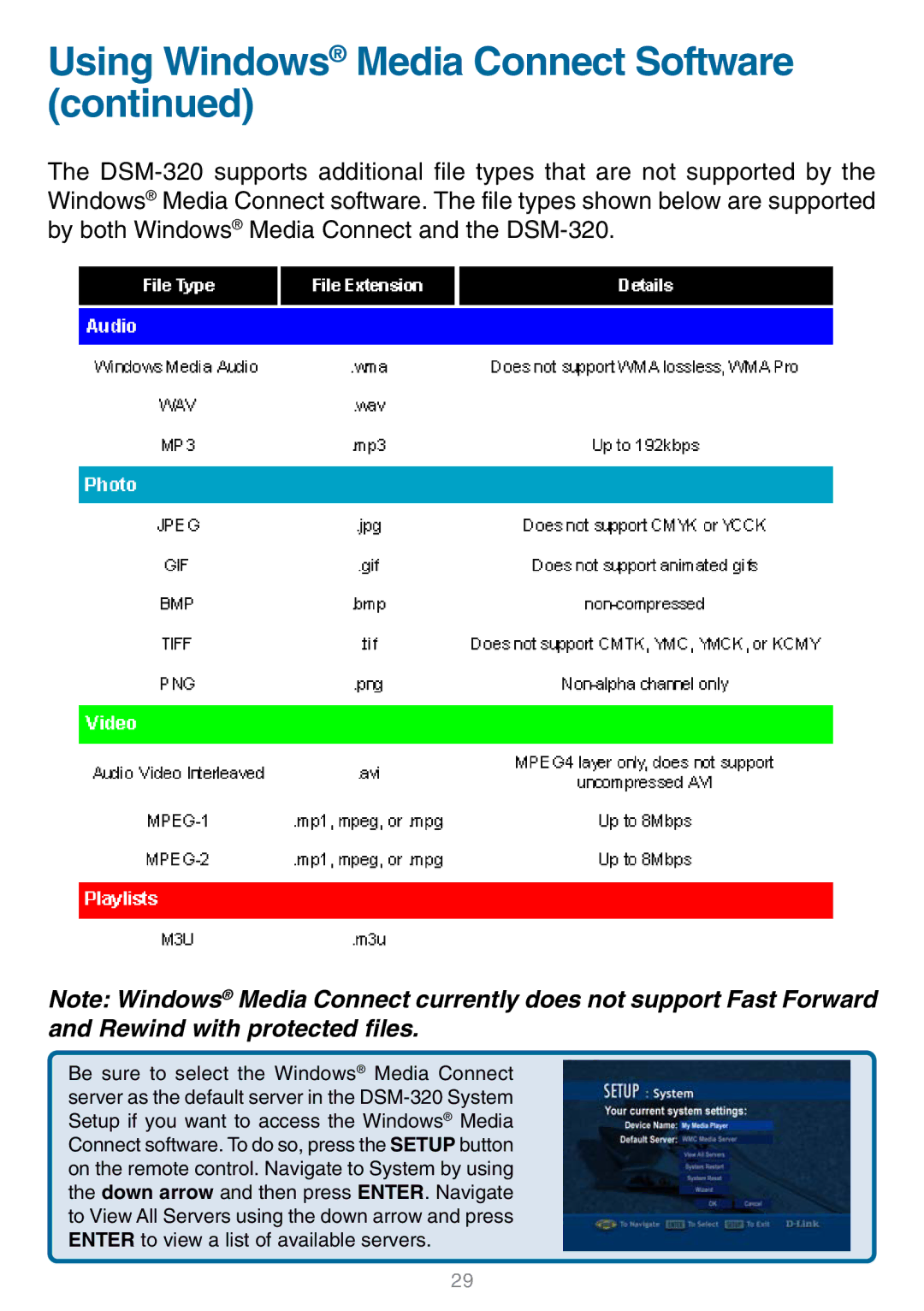 D-Link DSM-320 manual Using Windows Media Connect Software 