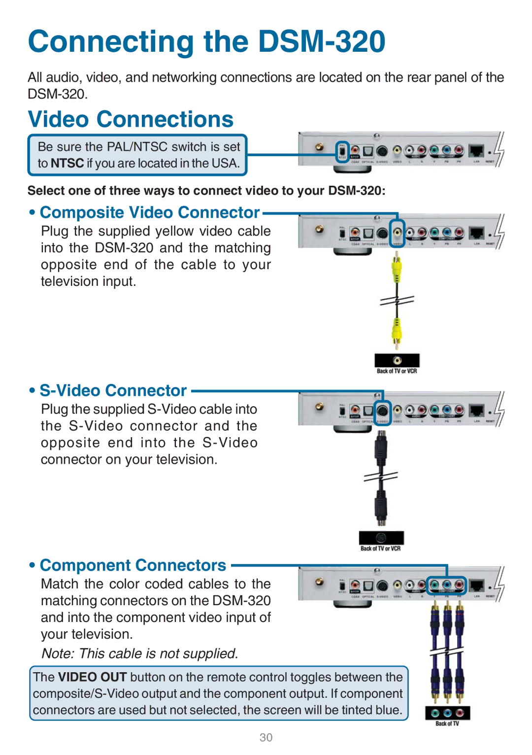 D-Link manual Connecting the DSM-320, Video Connections 