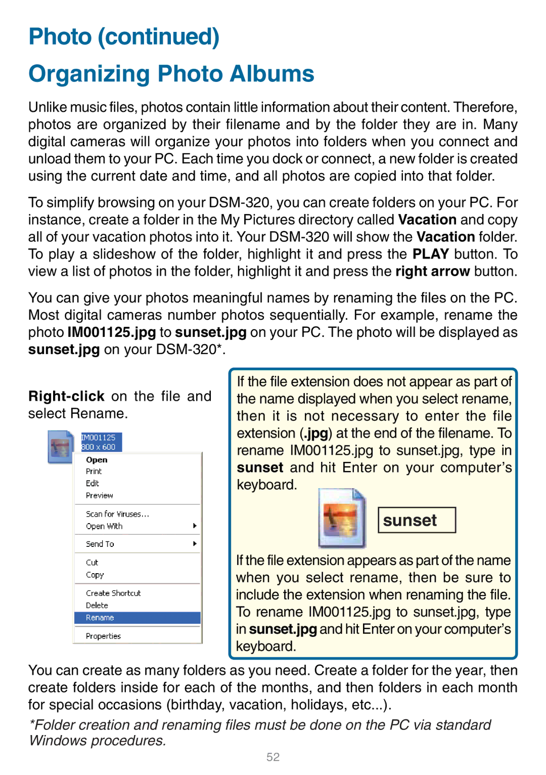 D-Link DSM-320 manual Photo Organizing Photo Albums, Sunset 