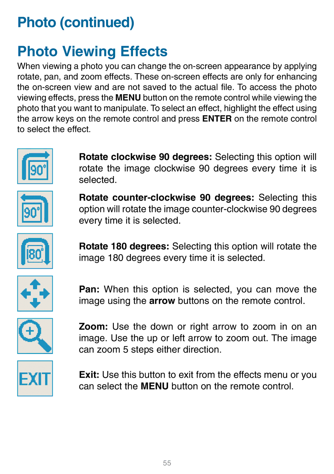 D-Link DSM-320 manual Photo Photo Viewing Effects 