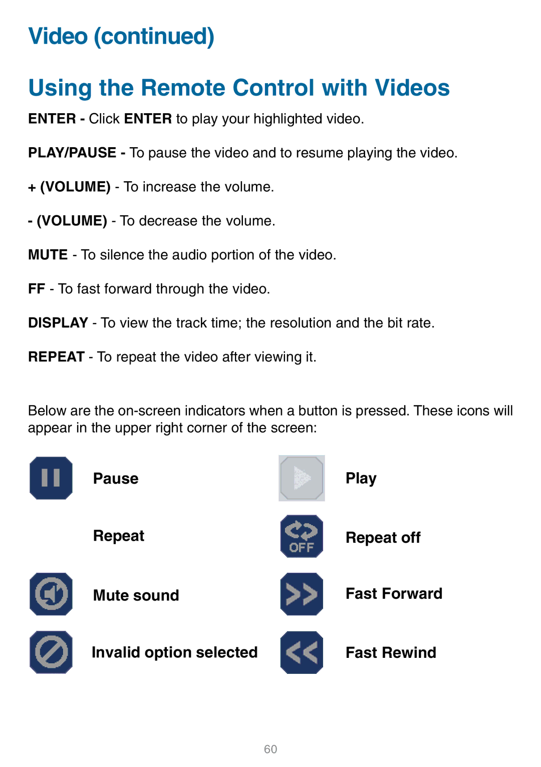 D-Link DSM-320 manual Video Using the Remote Control with Videos 