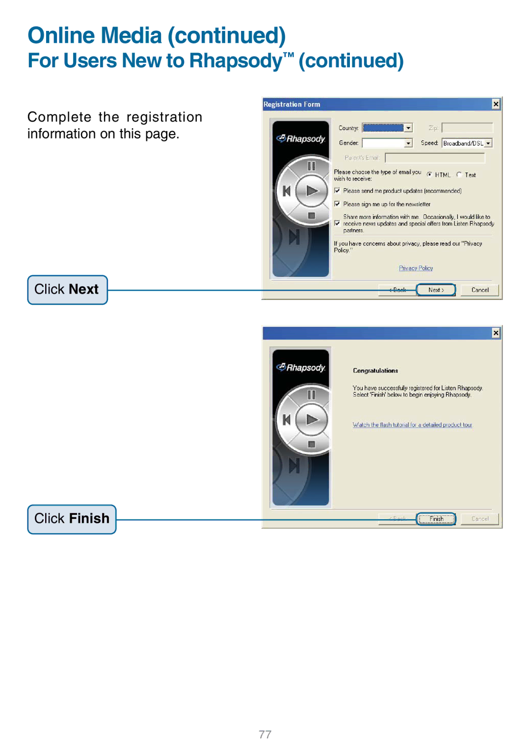 D-Link DSM-320 manual Online Media 