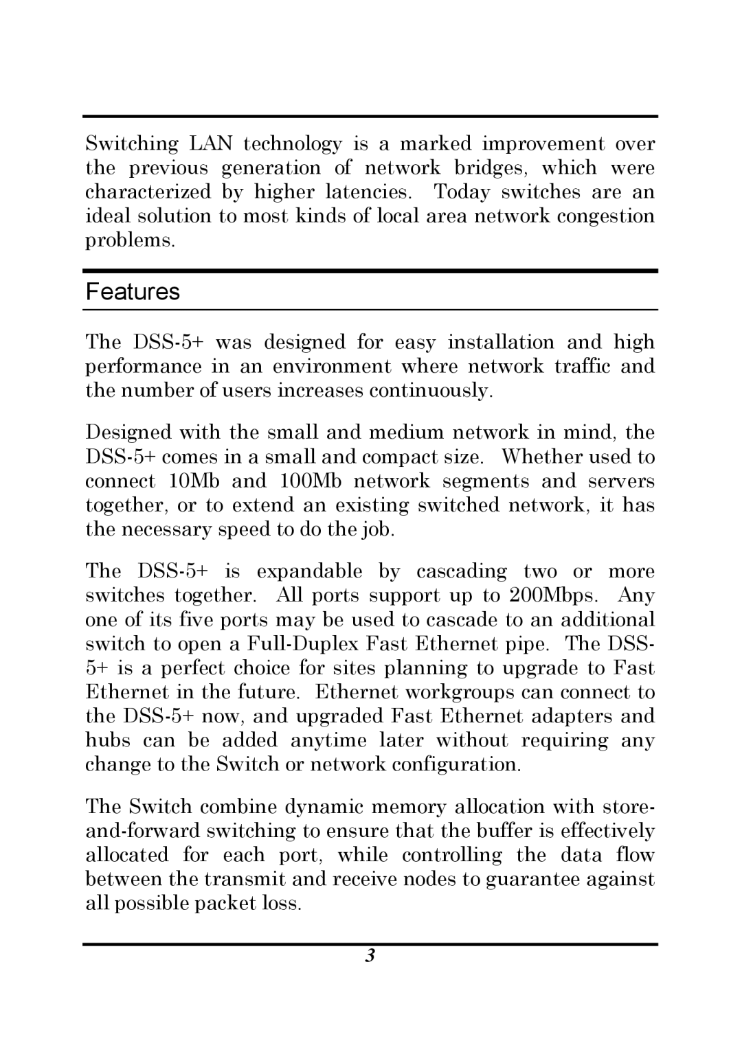 D-Link DSS-5 manual Features 