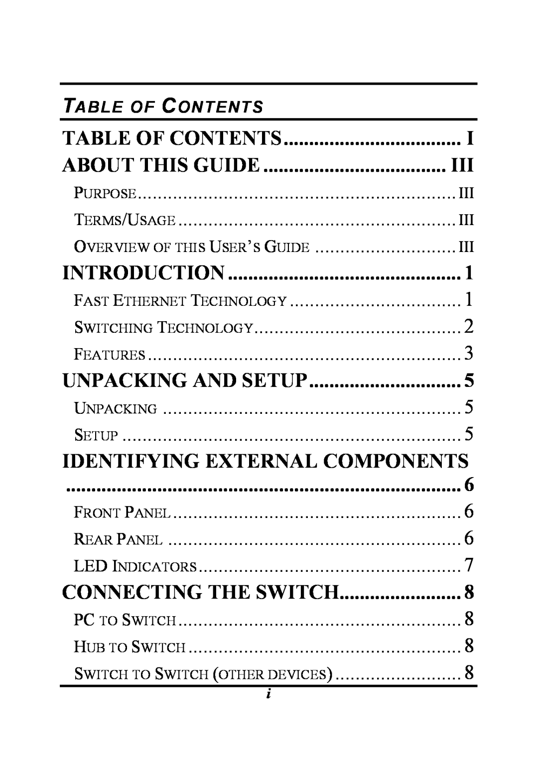 D-Link DSS-5 Identifying External Components, O Verview Of This U Ser ’ S G Uide, Table Of Contents, About This Guide 