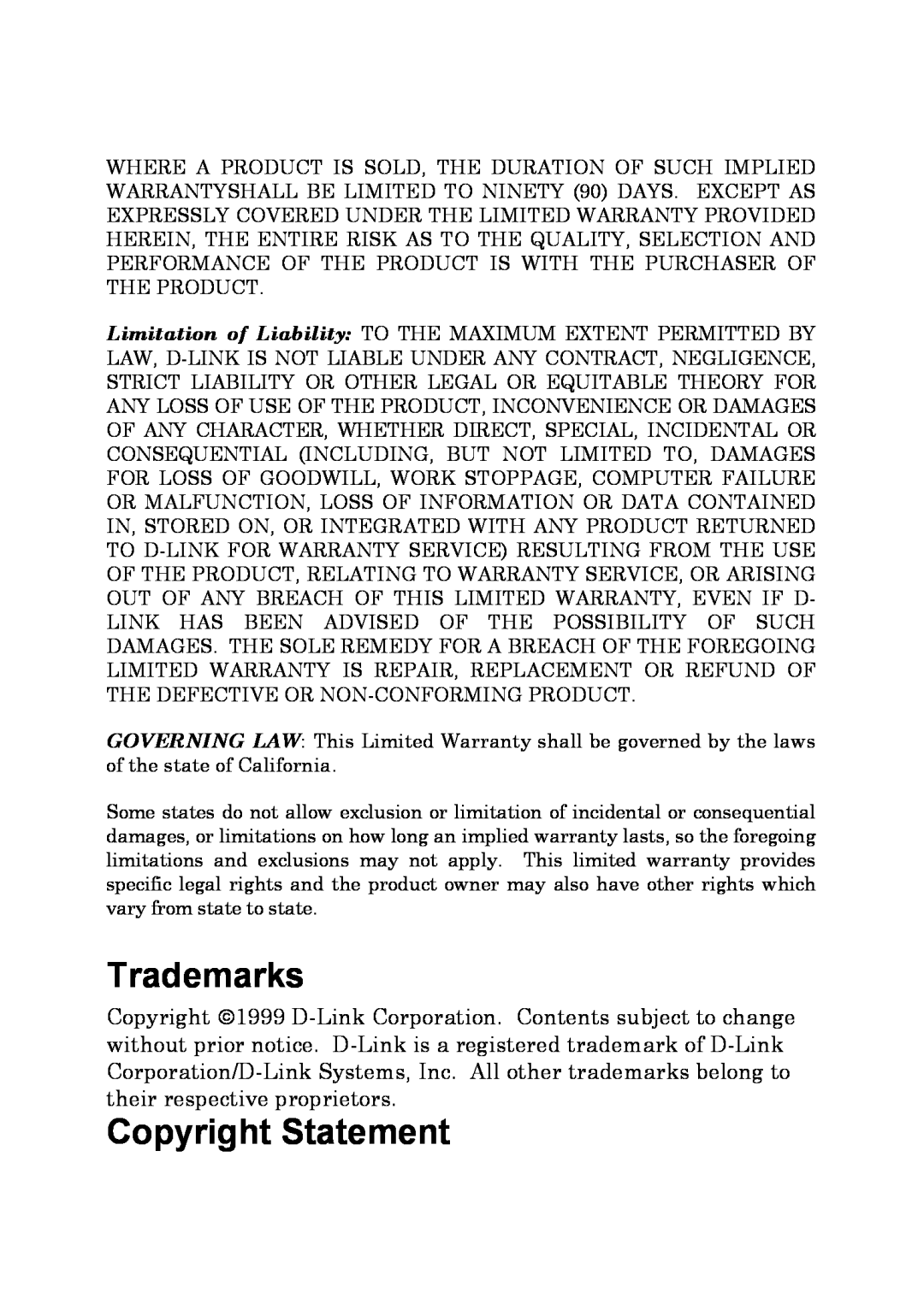 D-Link DSS-5 manual Trademarks, Copyright Statement 