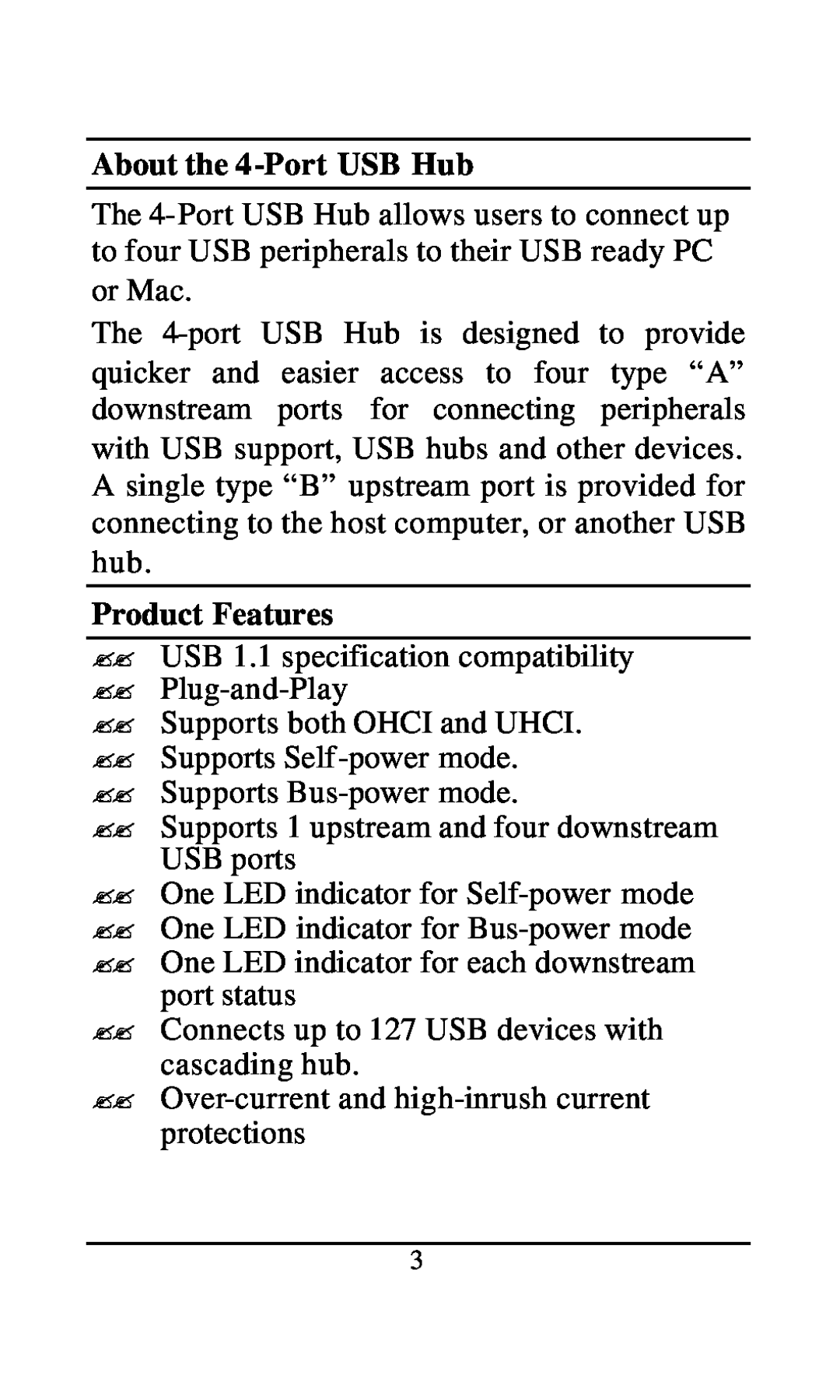 D-Link DU-H4 user manual About the 4-Port USB Hub, Product Features 