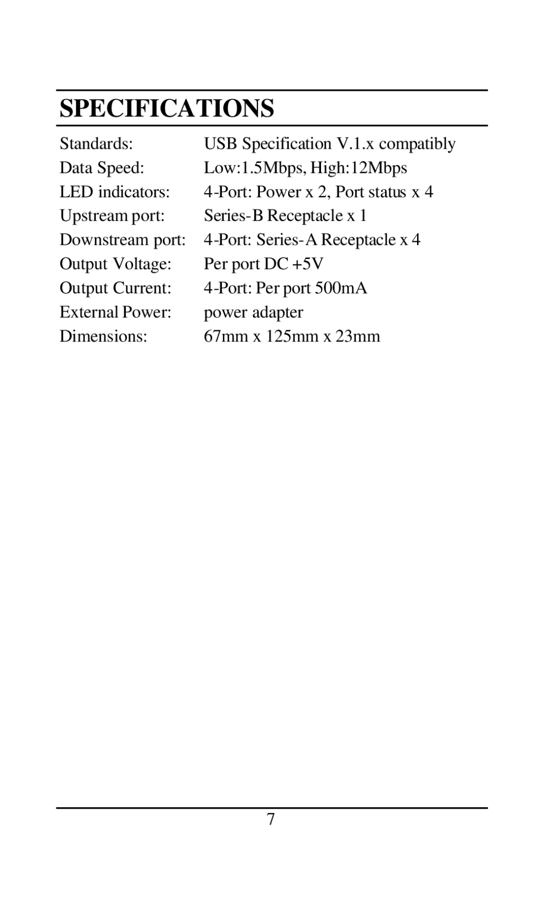 D-Link DU-H4 user manual Specifications 