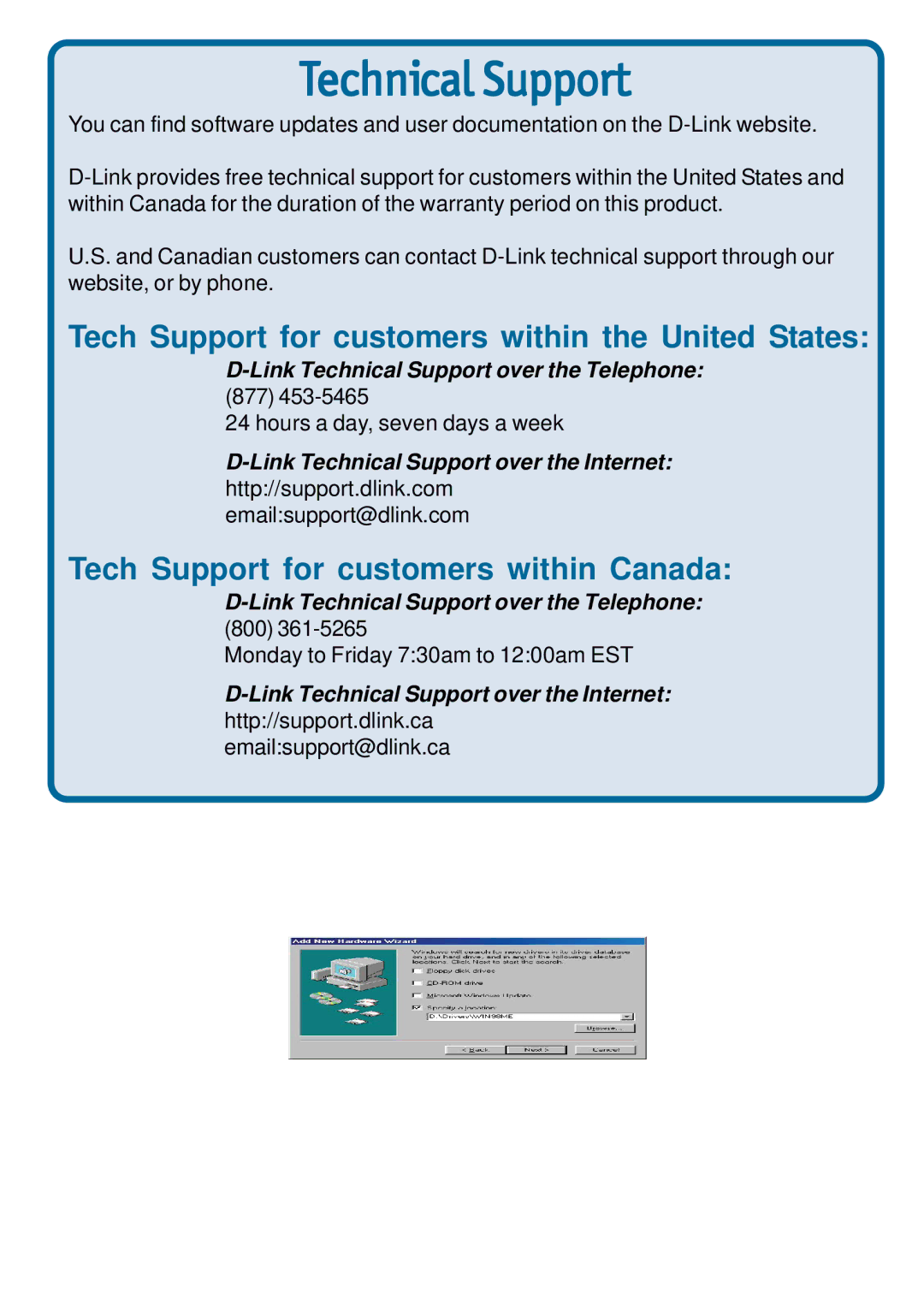 D-Link DUB-E100 specifications Technical Support 