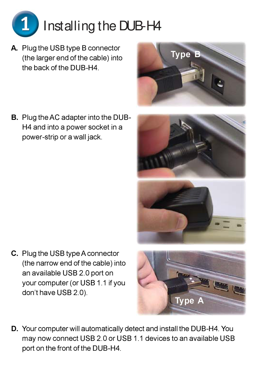 D-Link warranty Installing the DUB-H4 