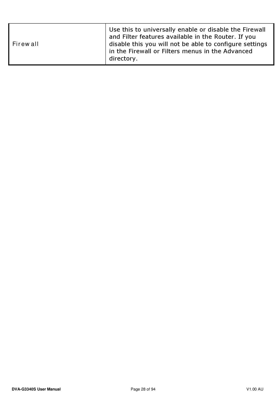 D-Link DVA-G3340S manual Firewall 