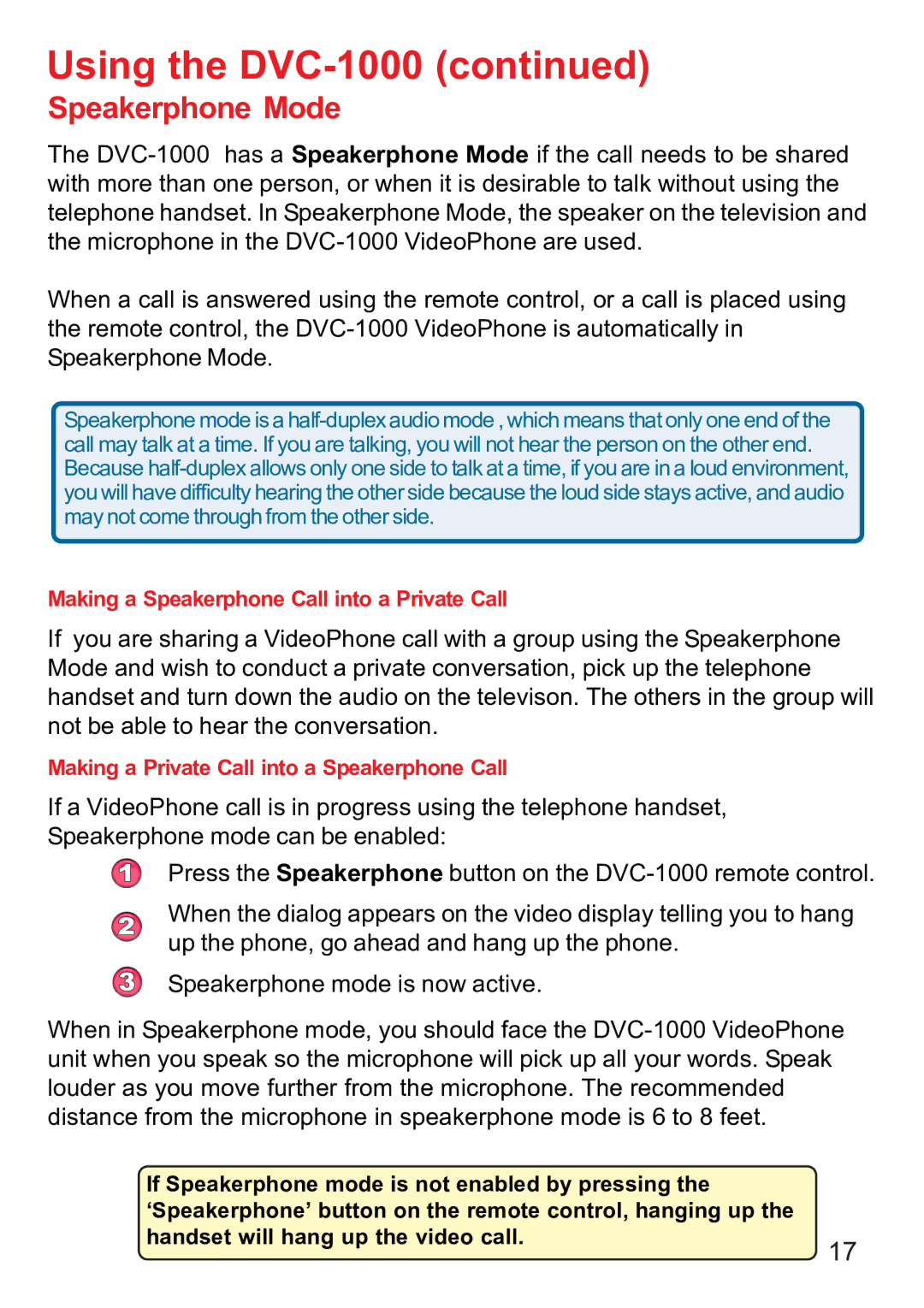 D-Link DVC-1000 manual Speakerphone Mode 