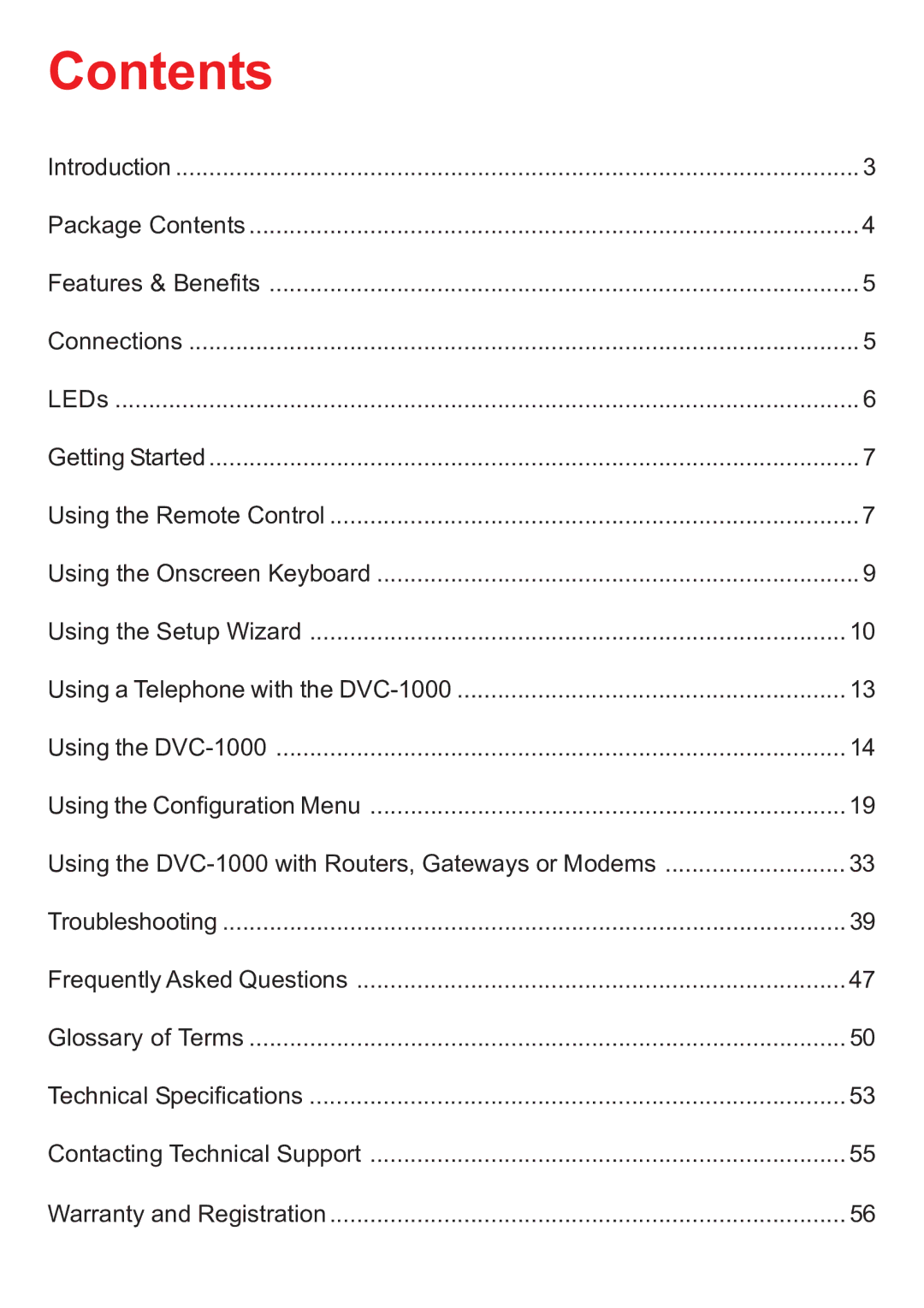 D-Link DVC-1000 manual Contents 