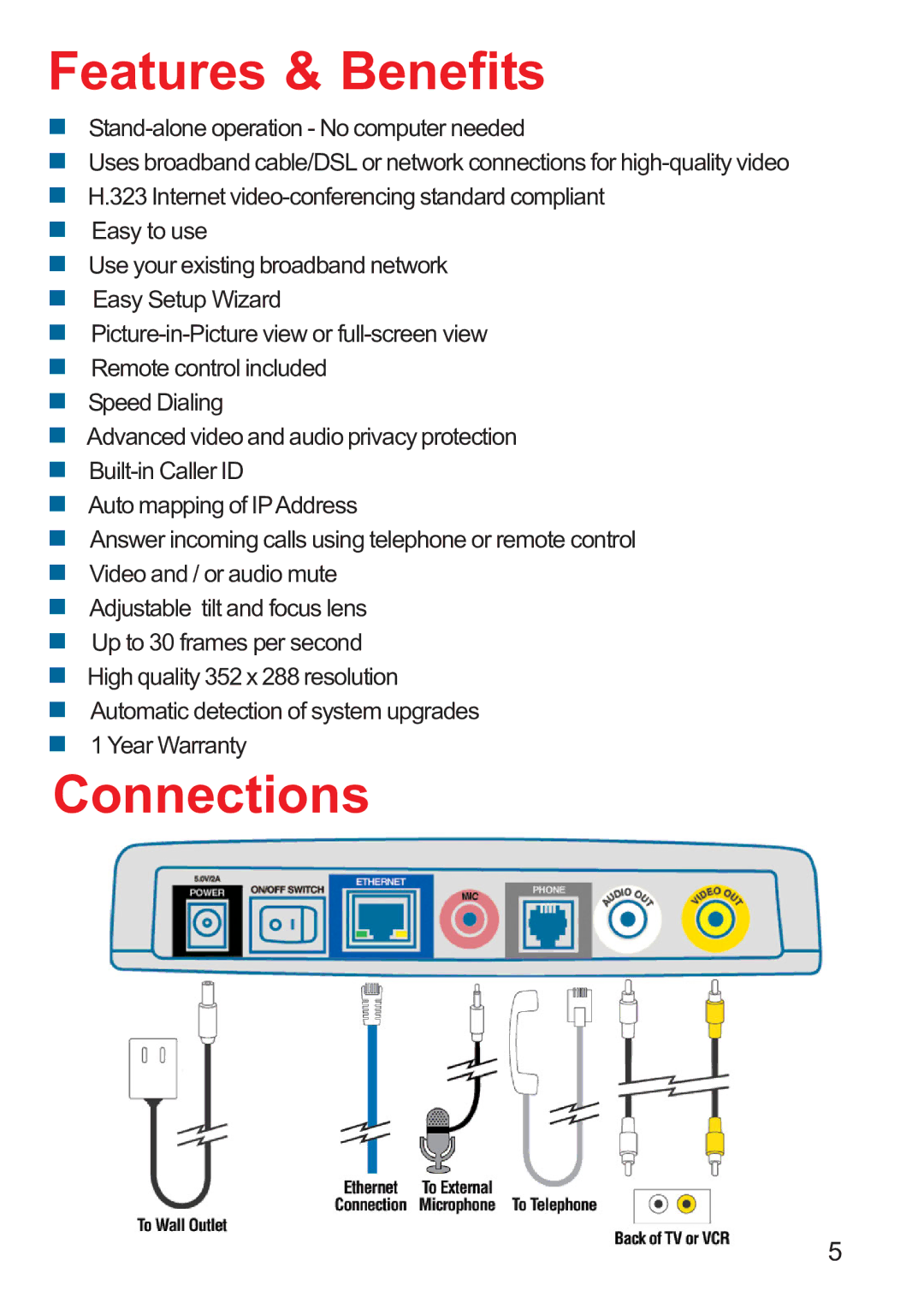 D-Link DVC-1000 manual Features & Benefits, Connections 