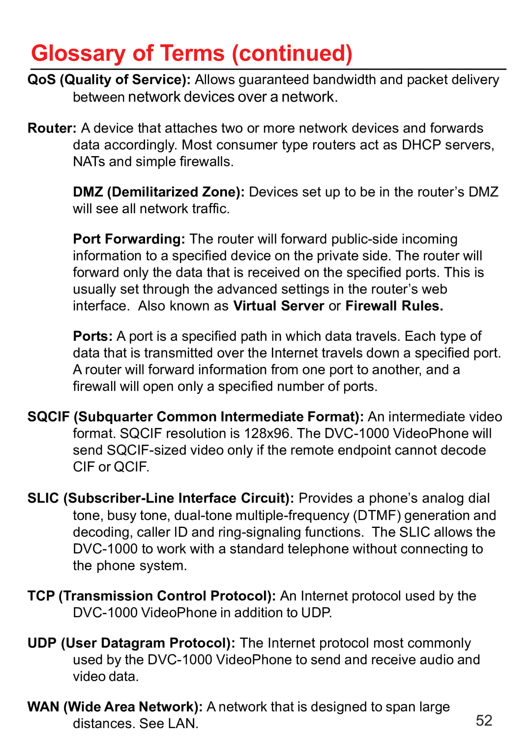 D-Link DVC-1000 manual Between network devices over a network 