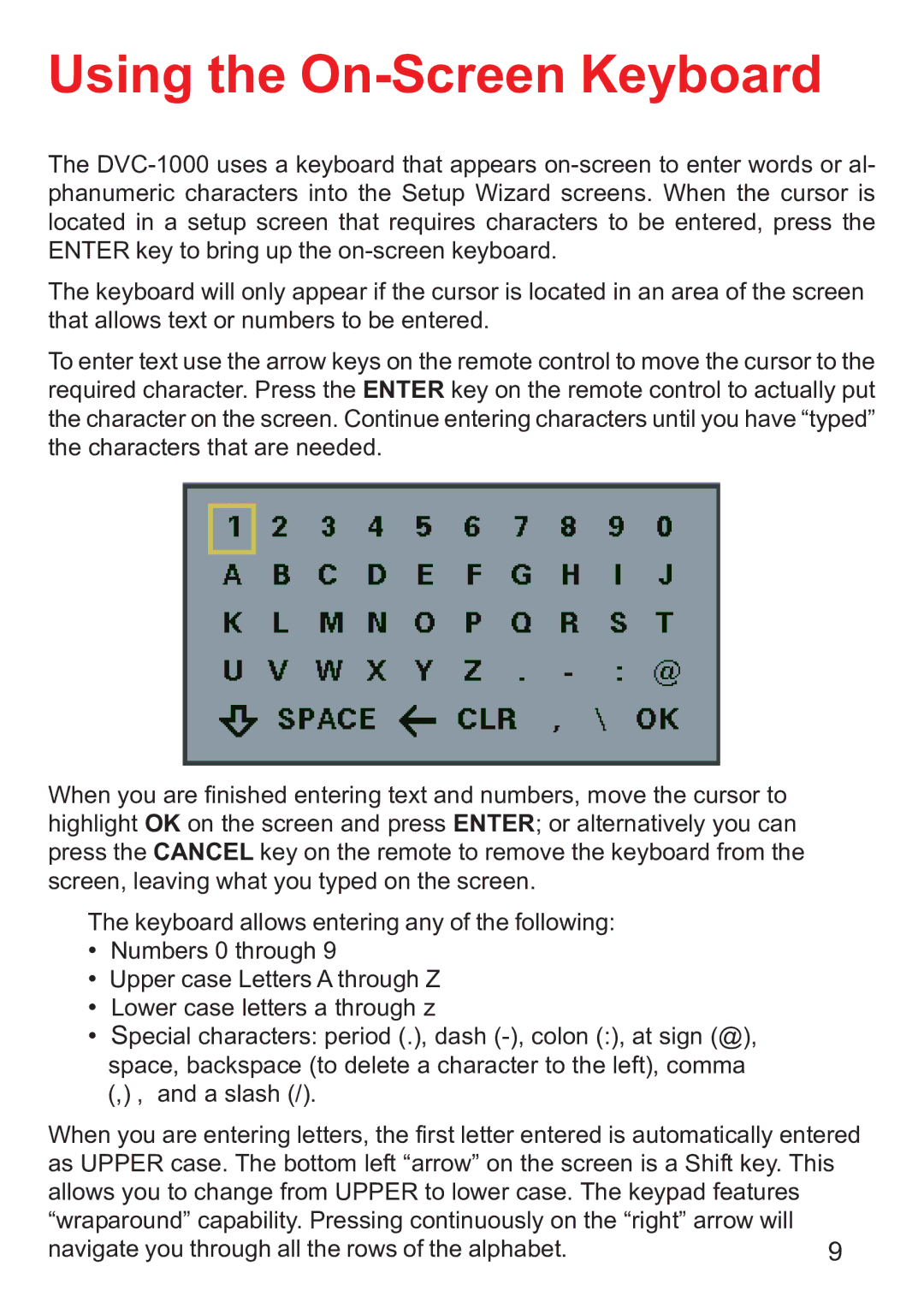 D-Link DVC-1000 manual Using the On-Screen Keyboard 