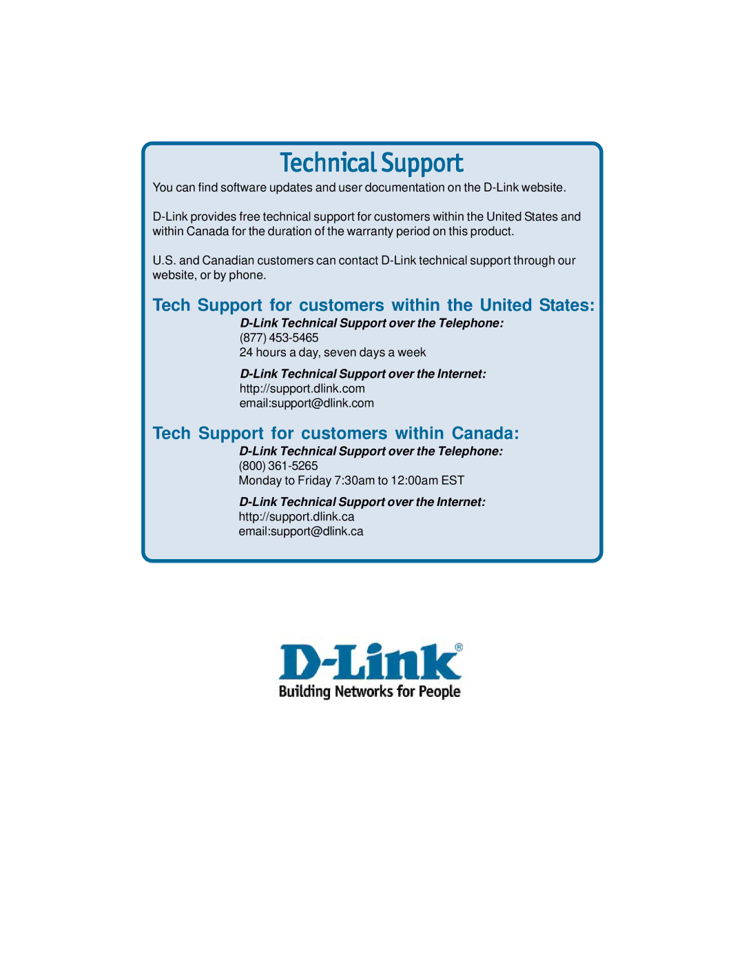 D-Link DVC-2000 warranty Technical Support 