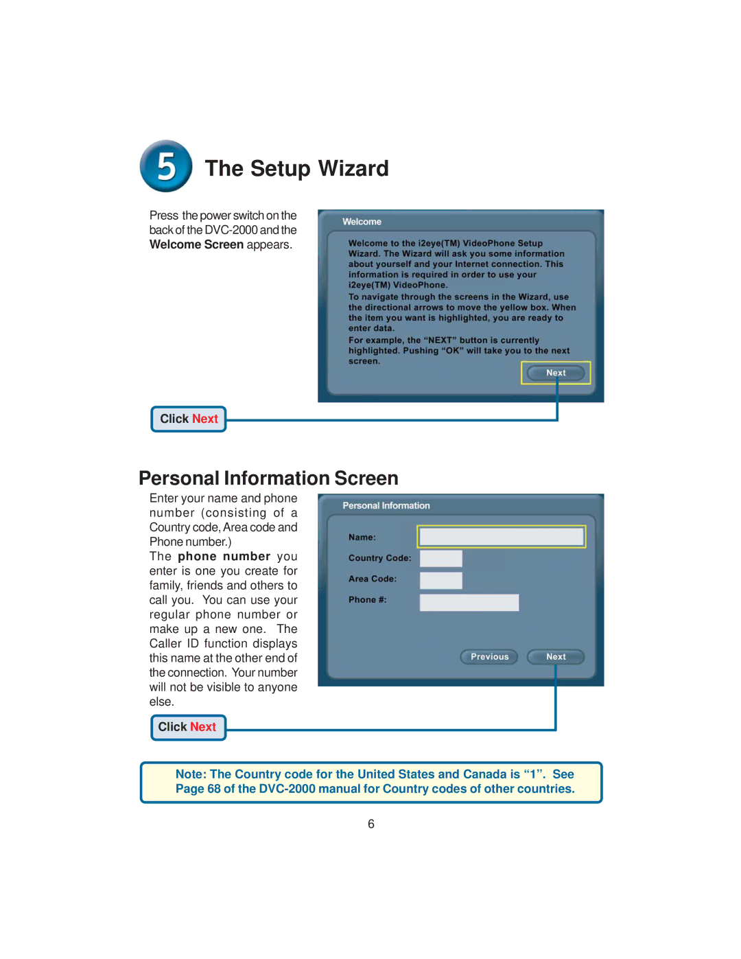 D-Link DVC-2000 warranty Setup Wizard, Personal Information Screen 