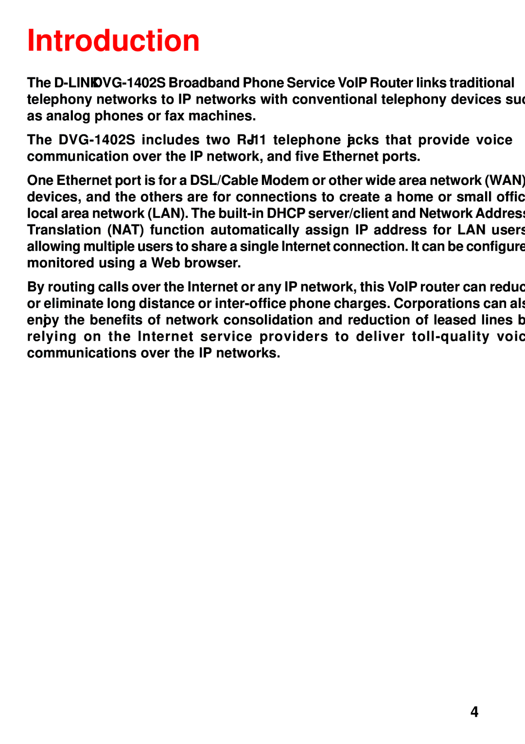 D-Link DVG-1402S manual Introduction 