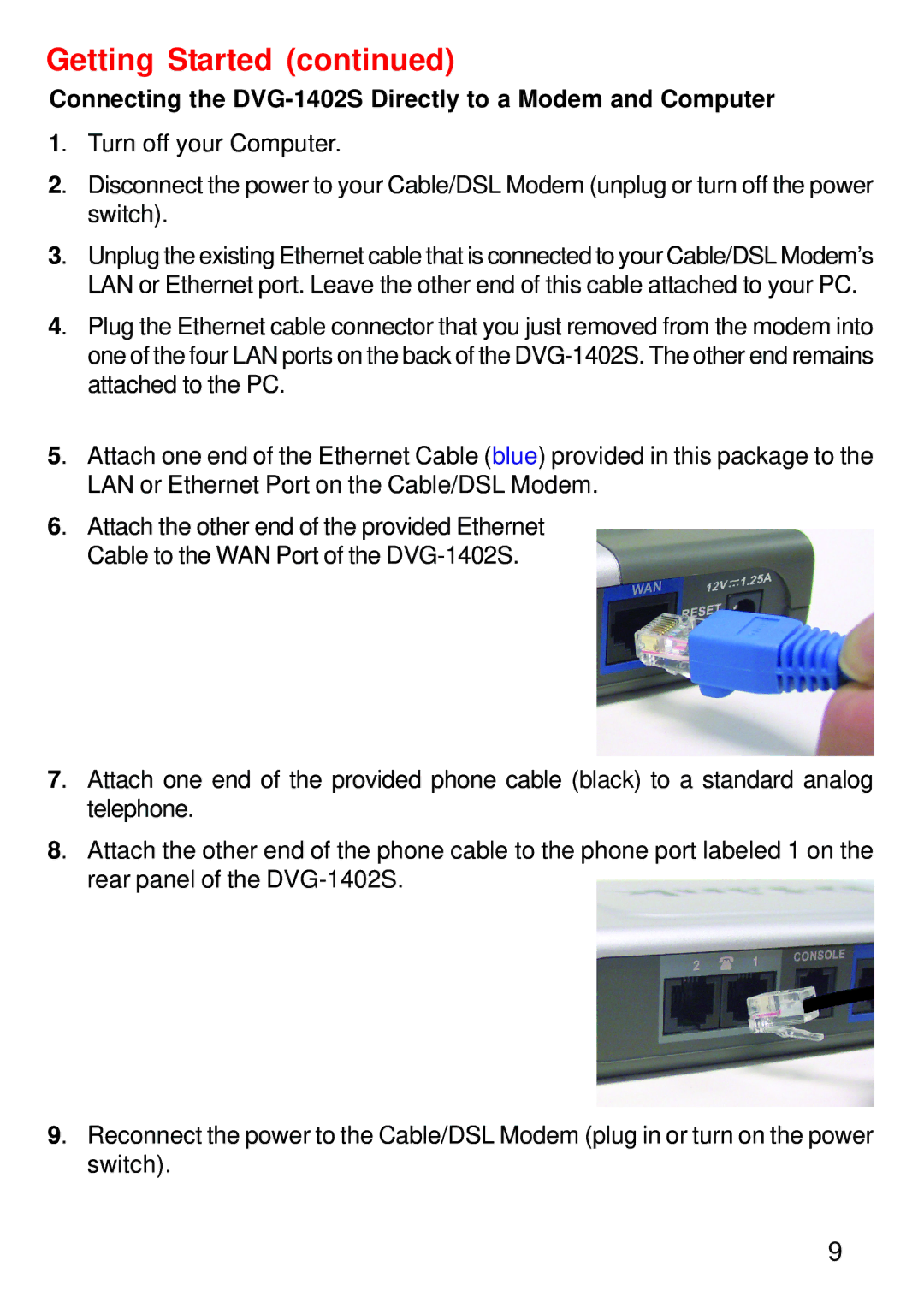 D-Link DVG-1402S manual Getting Started 