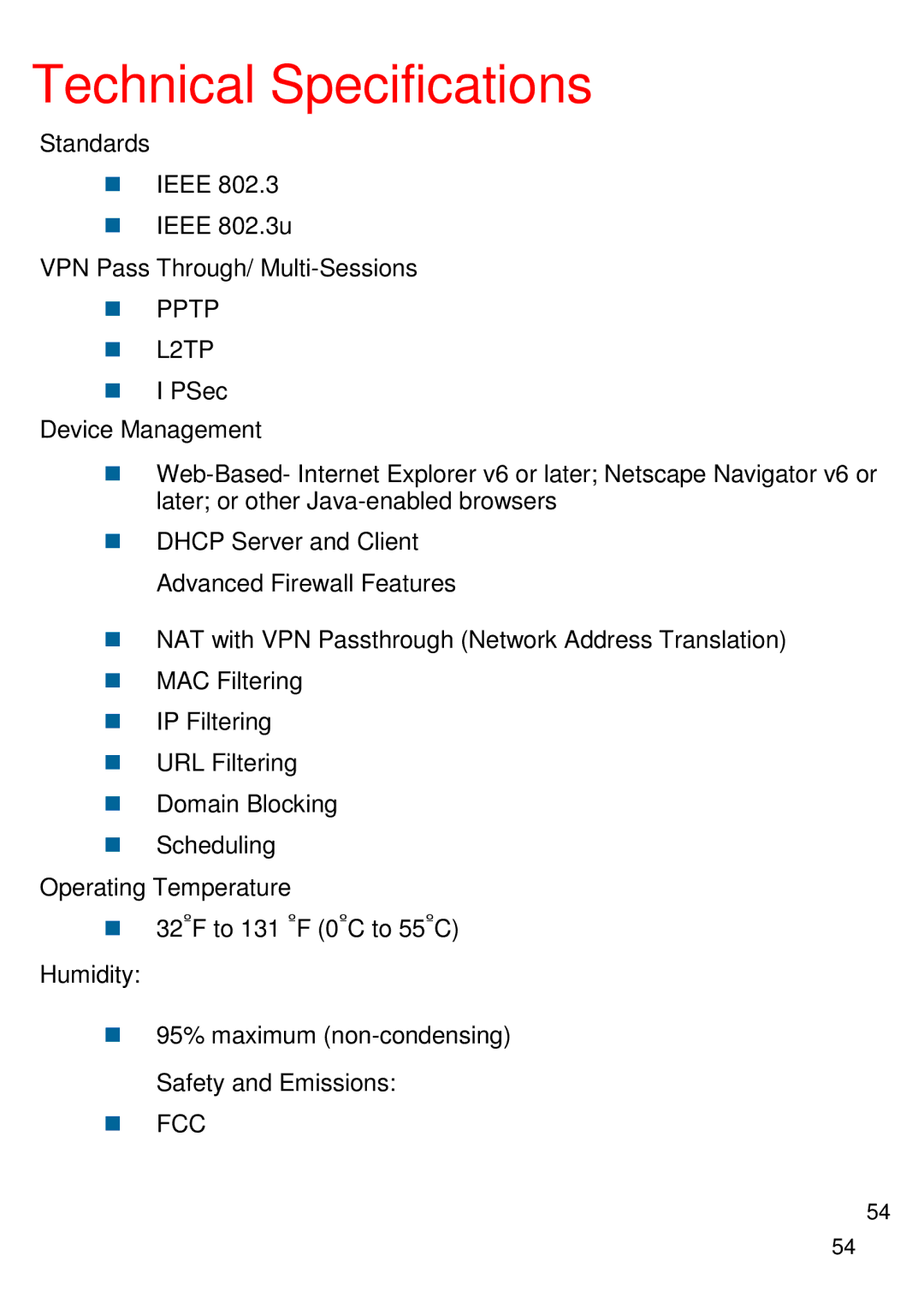 D-Link DVG-1402S manual Technical Specifications, Pptp 