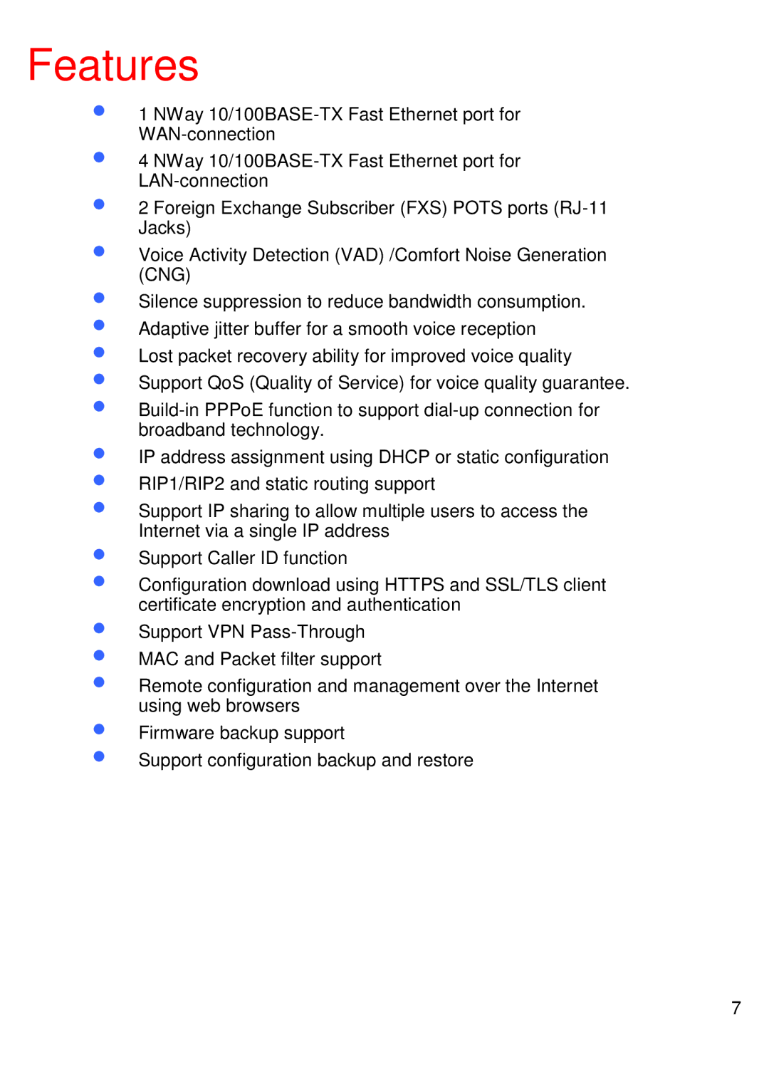 D-Link DVG-1402S manual Features 