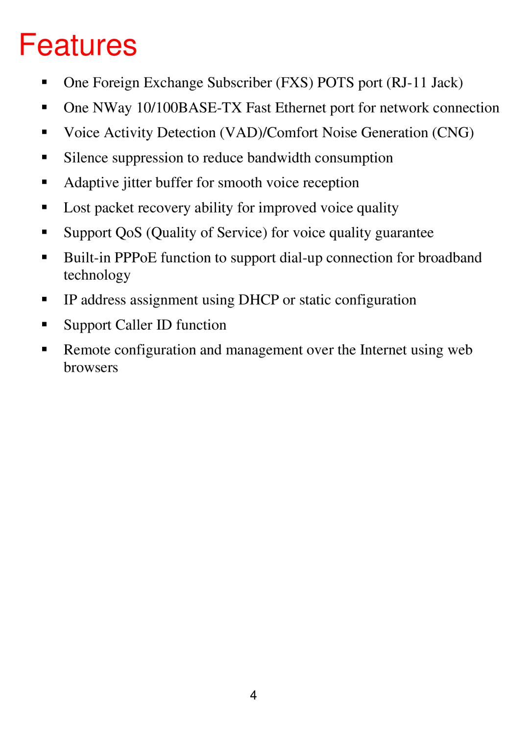 D-Link DVG-2001S manual Features 