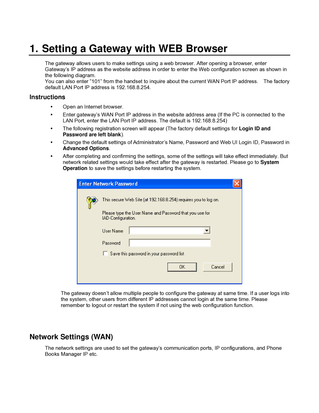 D-Link DVG-2032S user manual Network Settings WAN, Instructions 