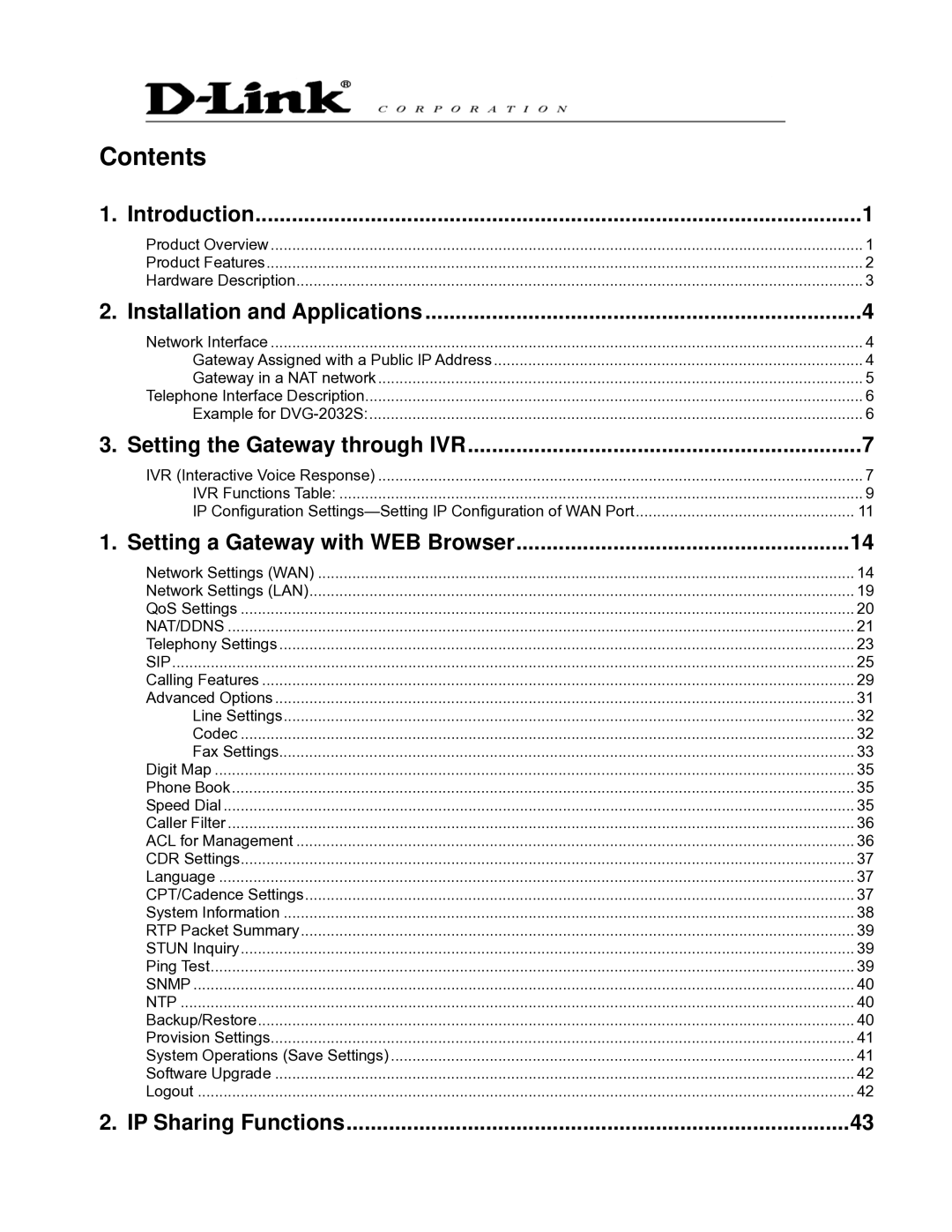 D-Link DVG-2032S user manual Contents 