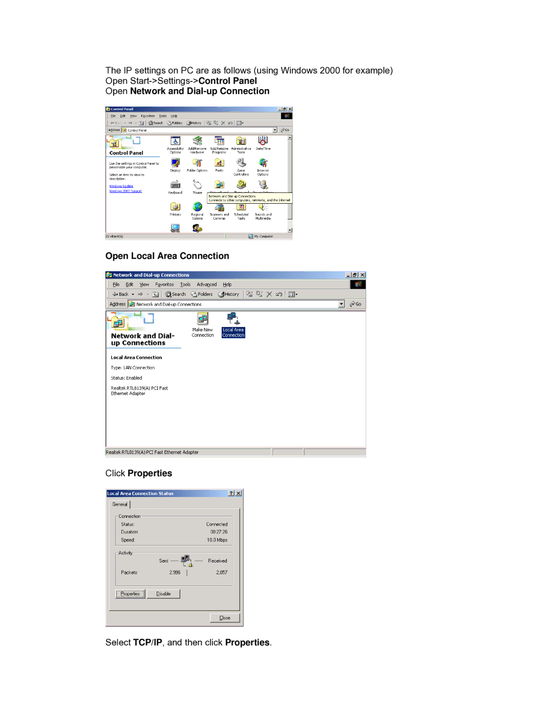 D-Link DVG-2032S user manual Select TCP/IP, and then click Properties 