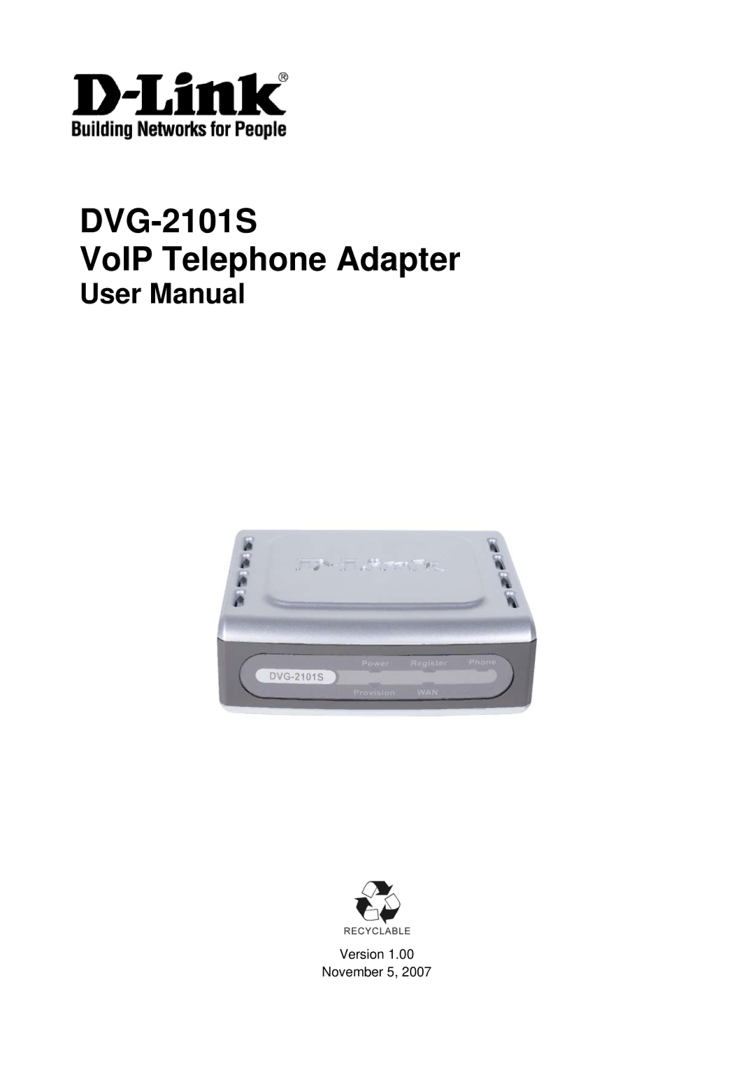 D-Link user manual DVG-2101S VoIP Telephone Adapter 