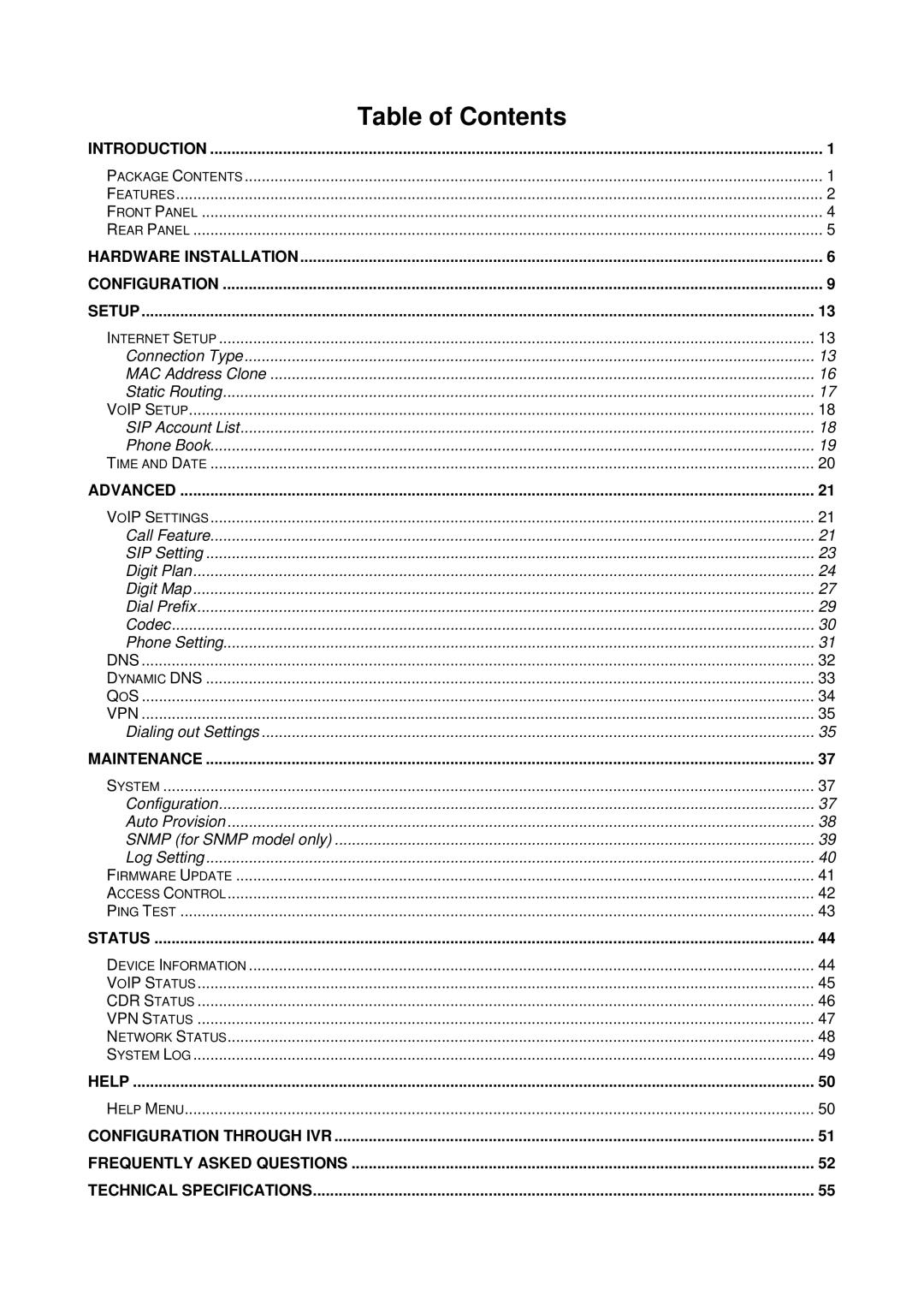 D-Link DVG-2101S user manual Table of Contents 