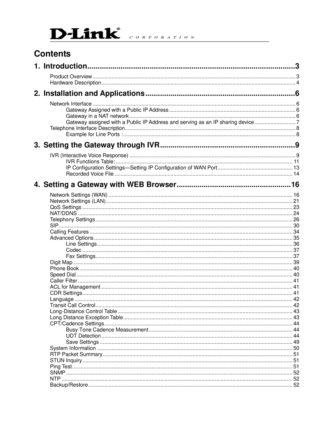 D-Link DVG-6008S user manual Contents 