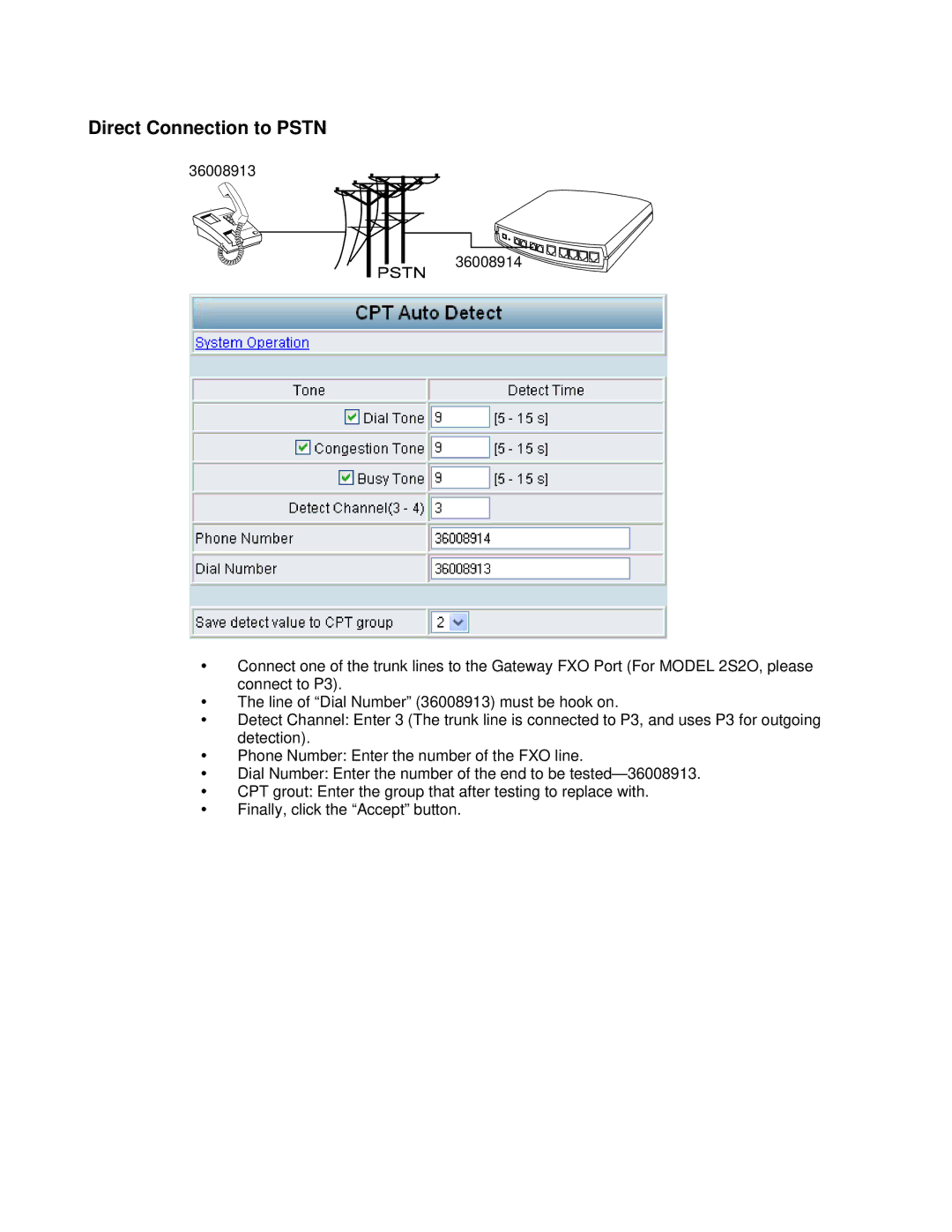 D-Link DVG-6008S user manual Direct Connection to Pstn 