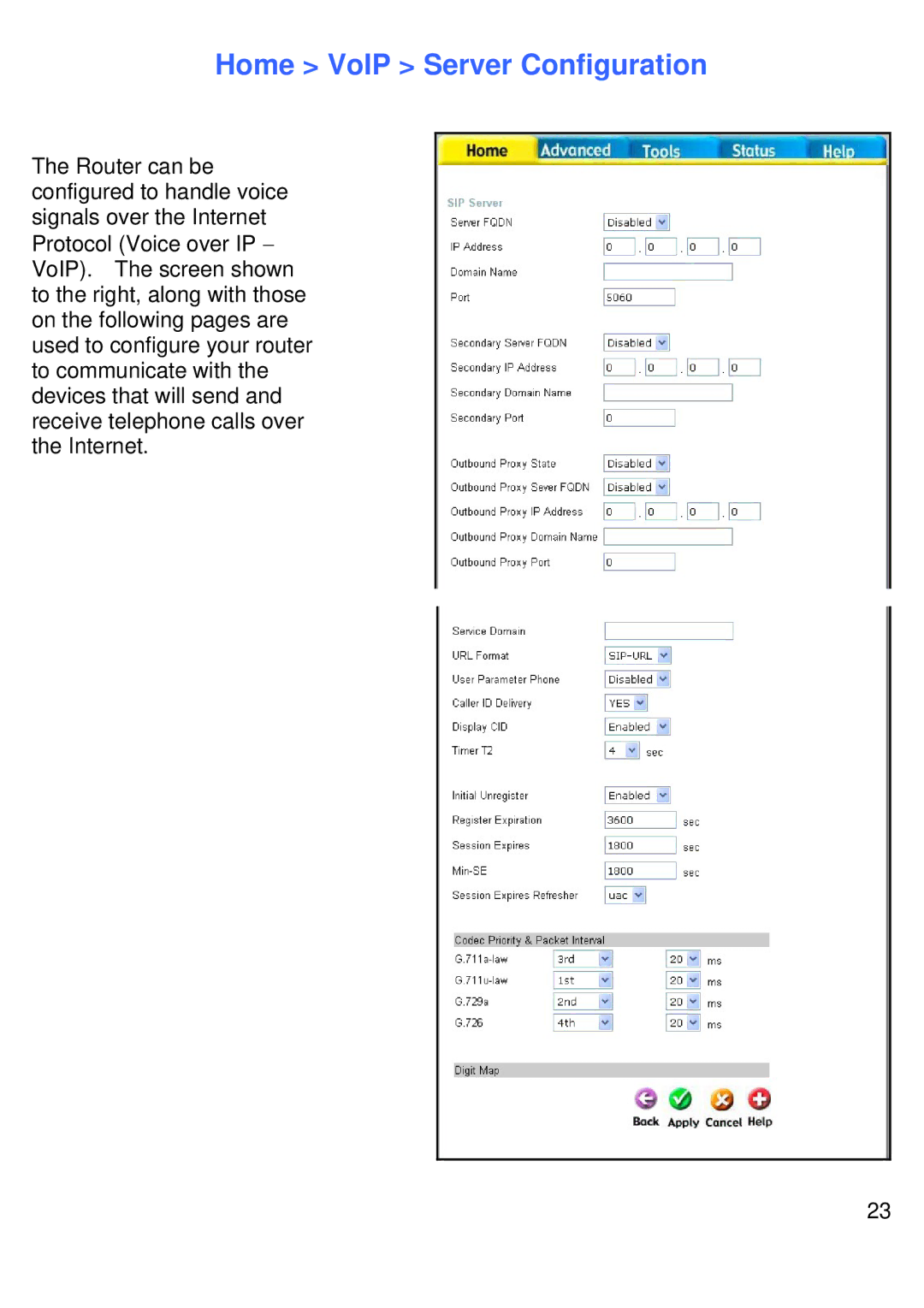 D-Link DVG-G1402S manual Home VoIP Server Configuration 