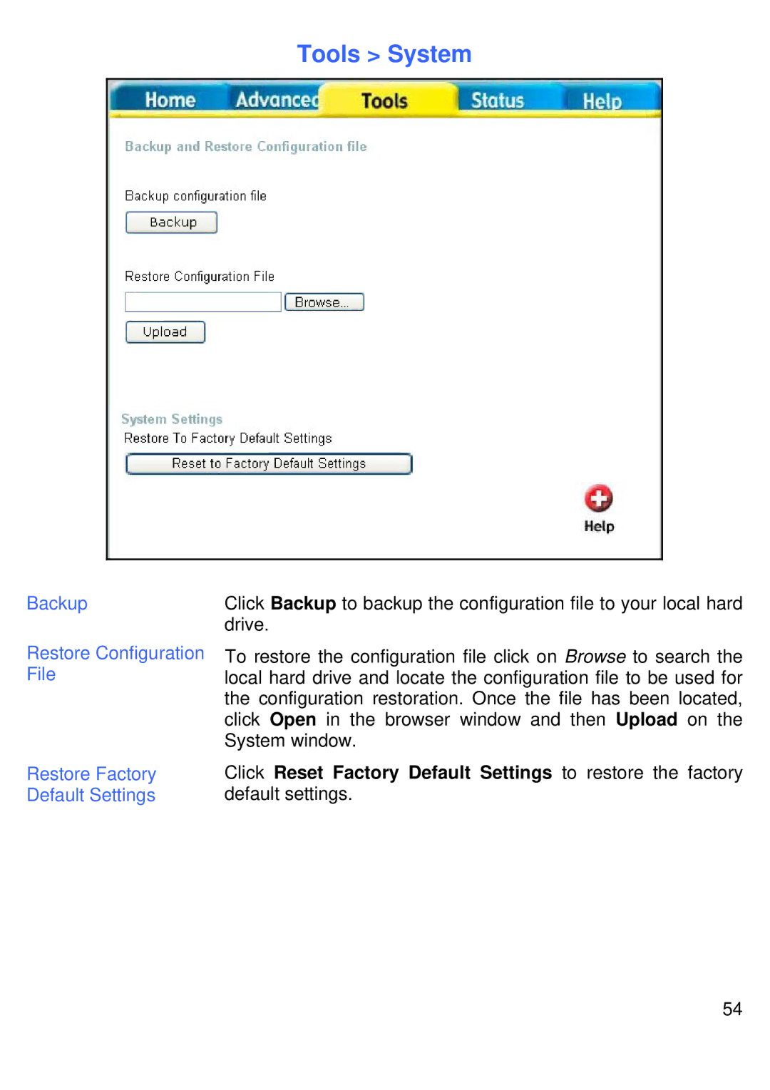 D-Link DVG-G1402S manual Tools System 