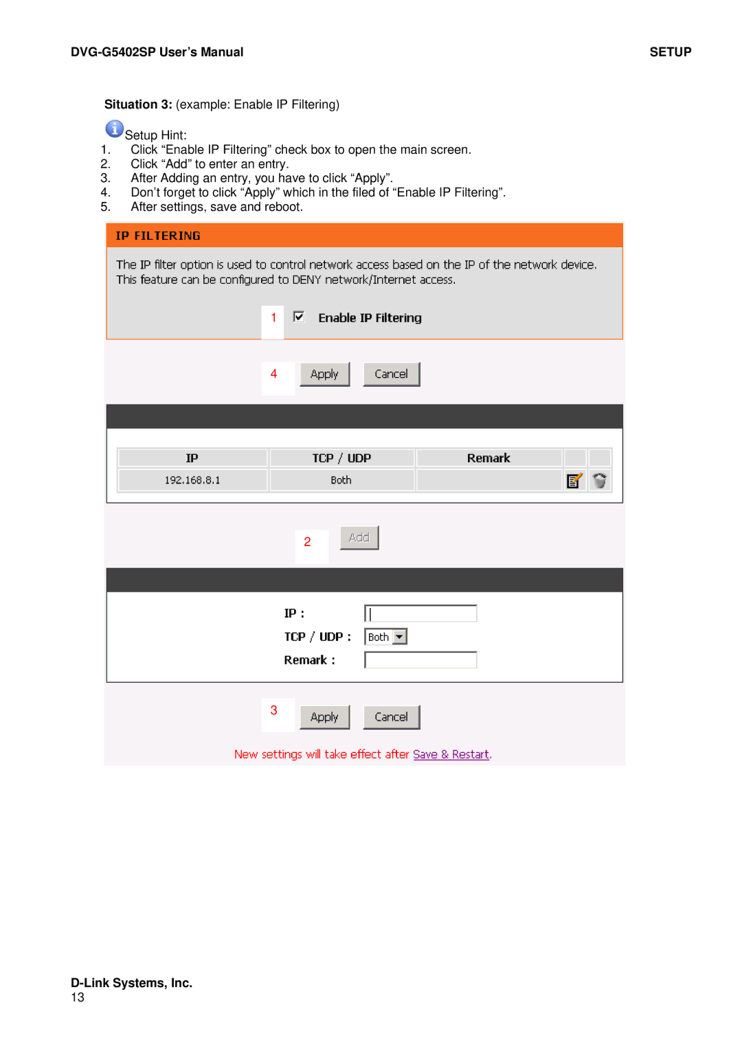 D-Link DVG-G5402SP user manual Setup 