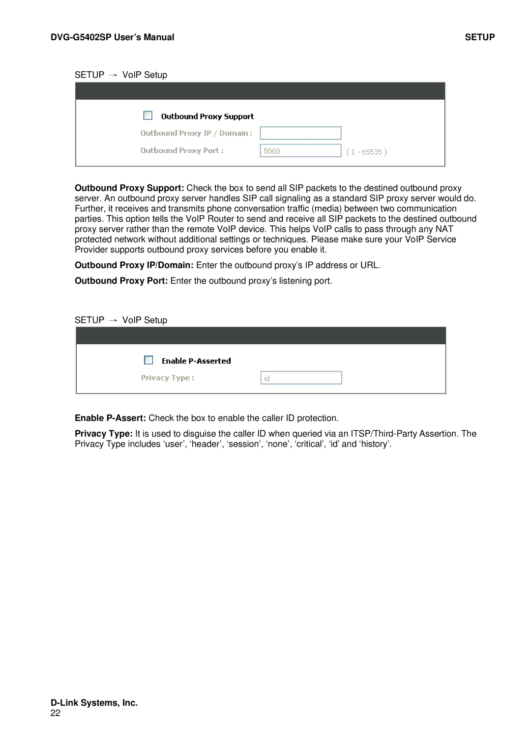 D-Link DVG-G5402SP user manual Setup 