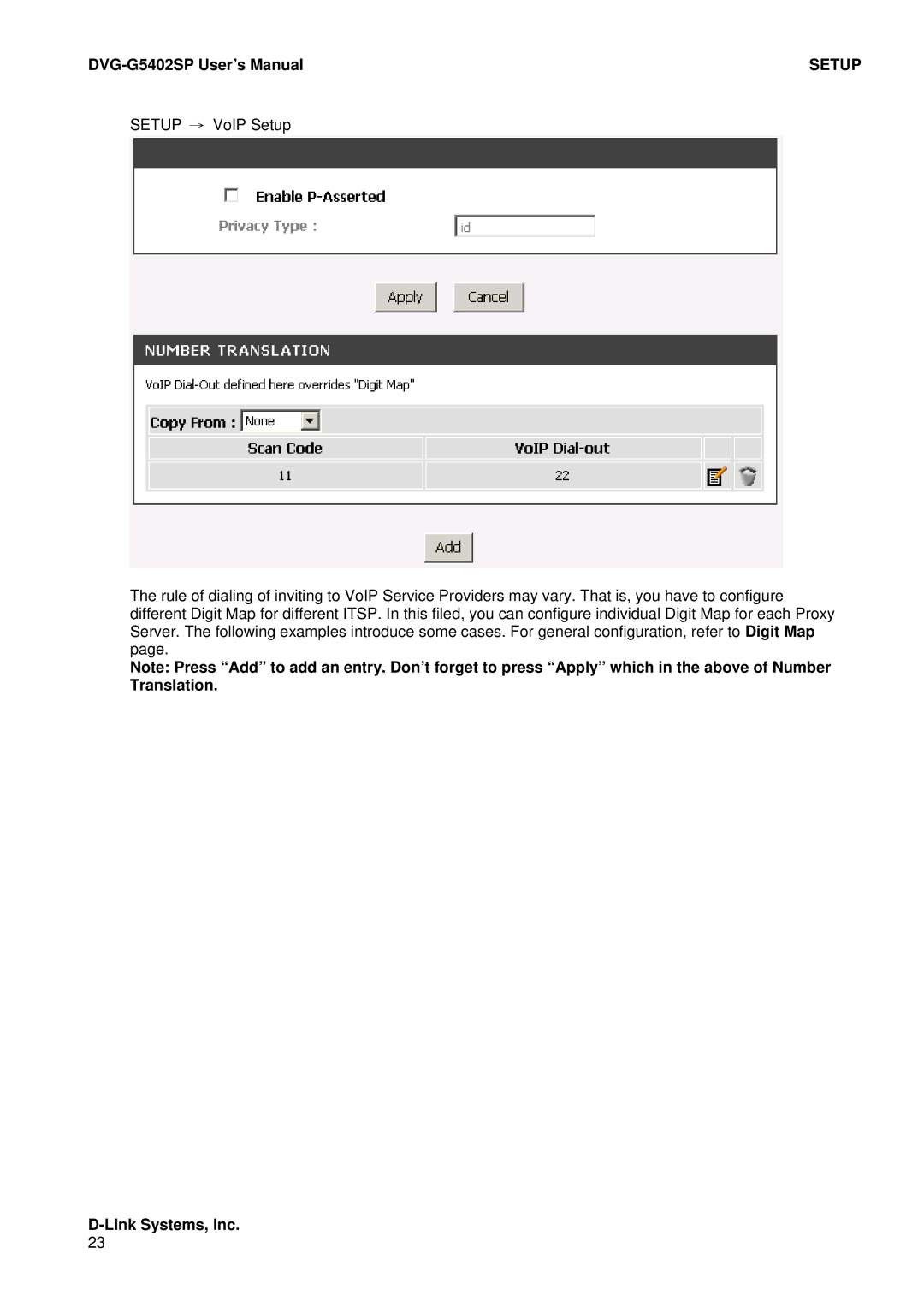 D-Link DVG-G5402SP user manual Setup 