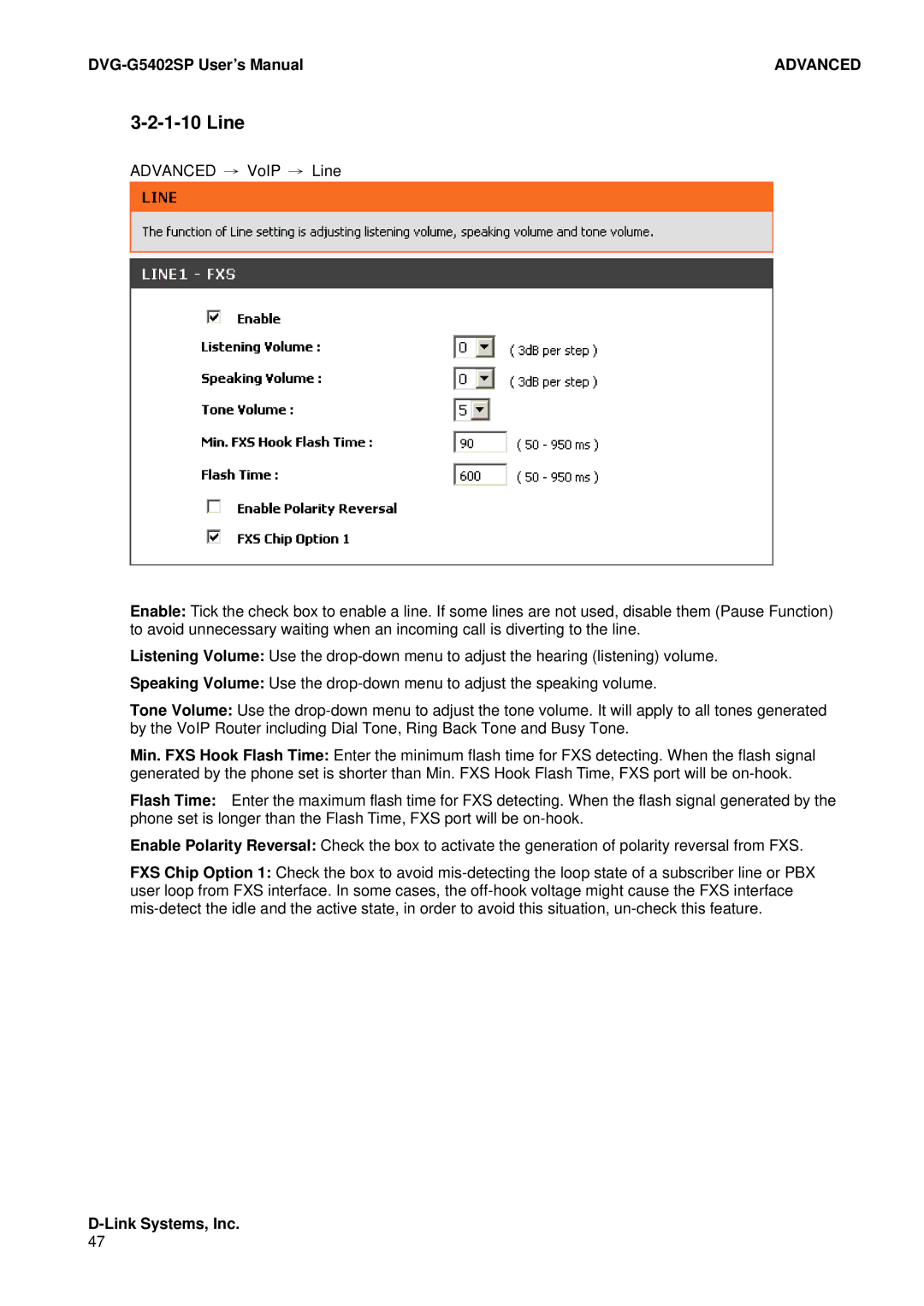 D-Link DVG-G5402SP user manual Line 