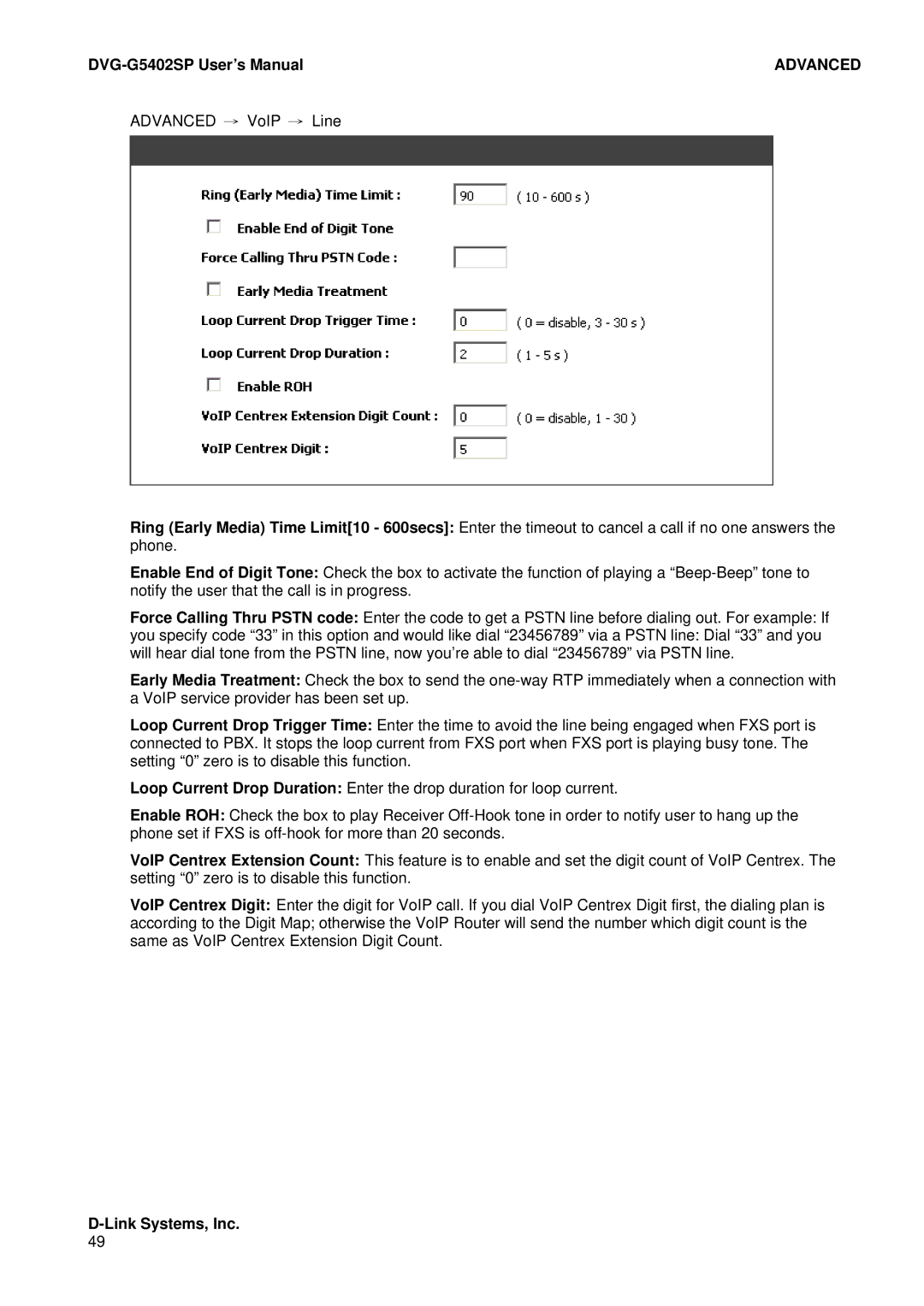 D-Link DVG-G5402SP user manual Advanced 