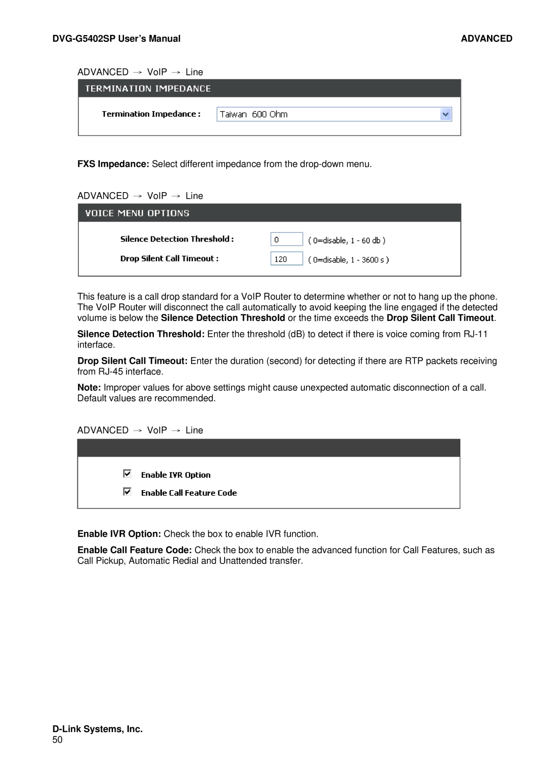 D-Link DVG-G5402SP user manual Advanced 