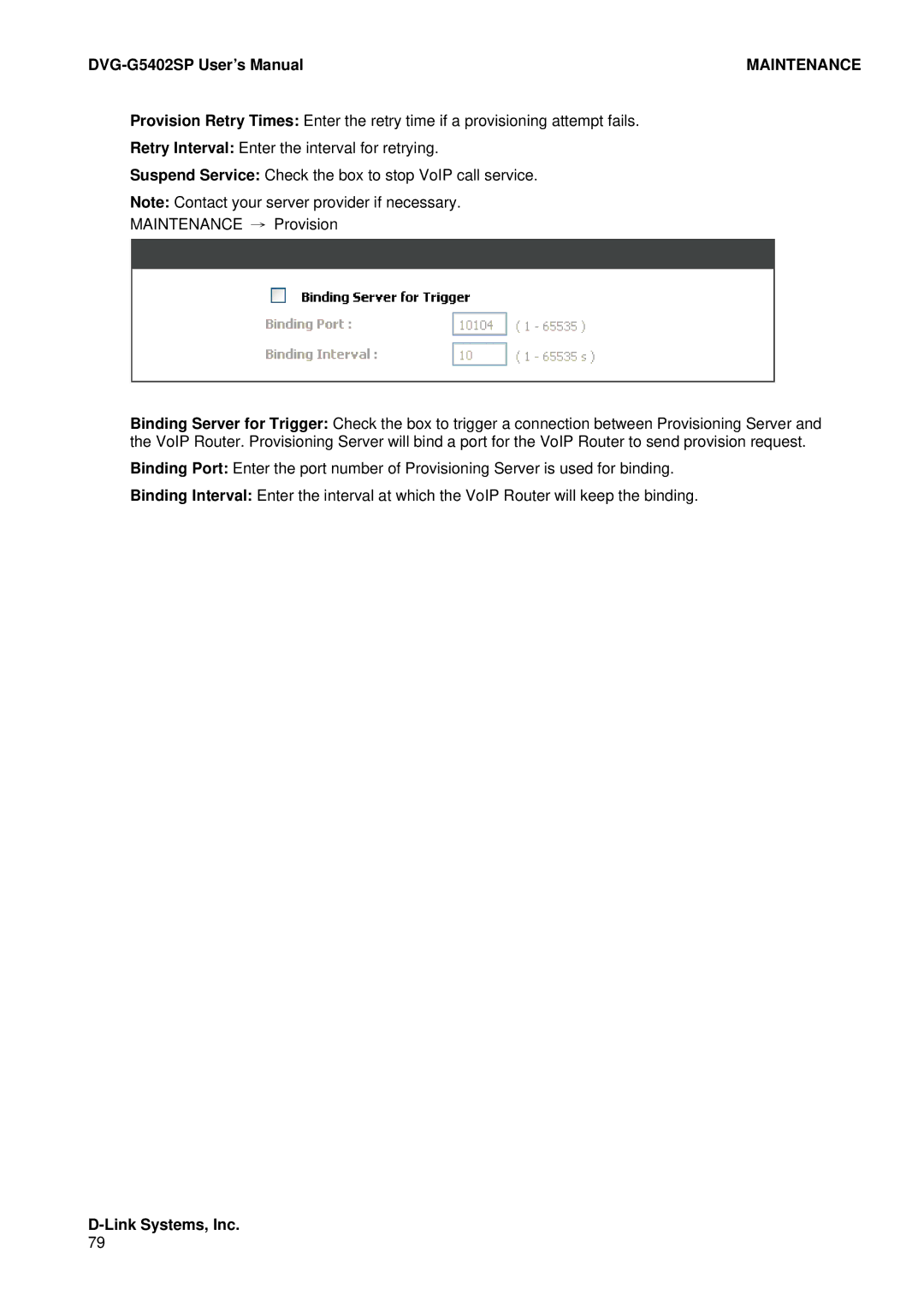 D-Link DVG-G5402SP user manual Maintenance 