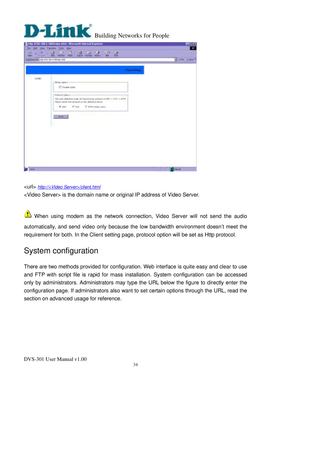 D-Link DVS-301 user manual System configuration 