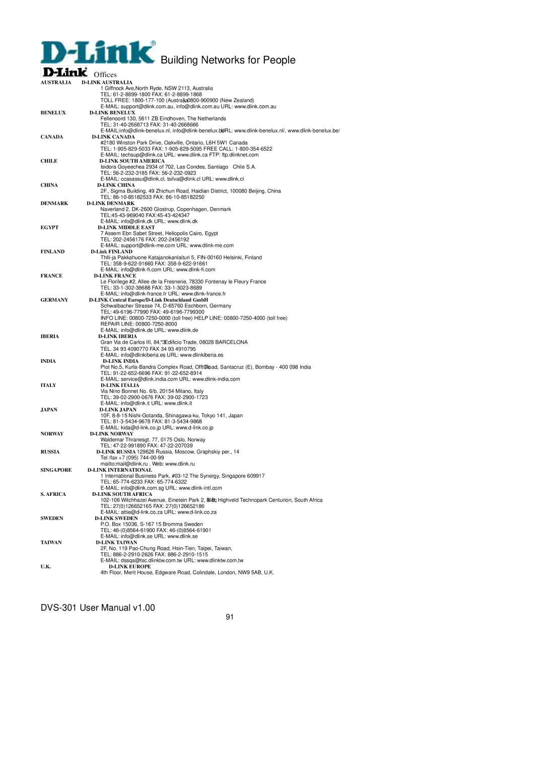 D-Link DVS-301 user manual Offices 