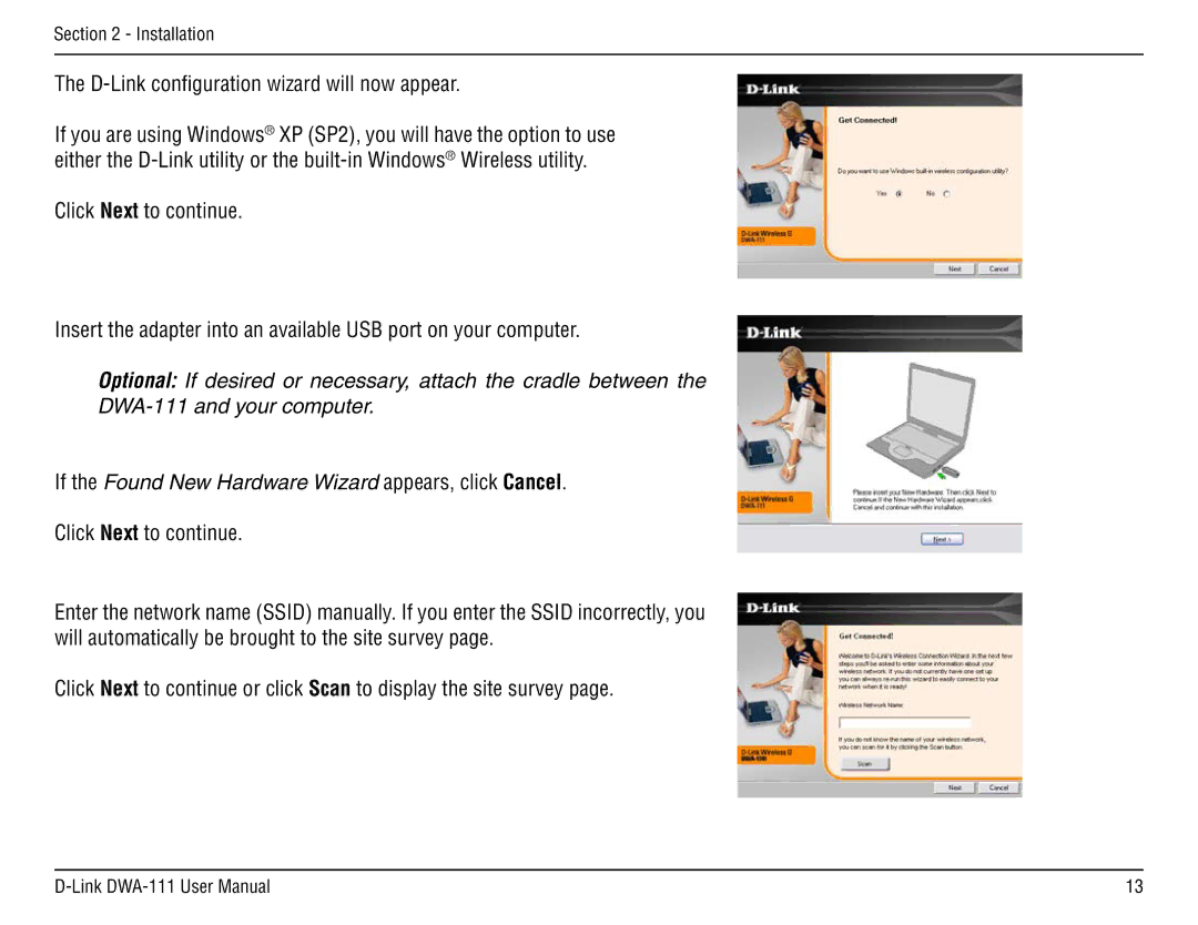 D-Link DWA-111 manual D-Link configuration wizard will now appear 