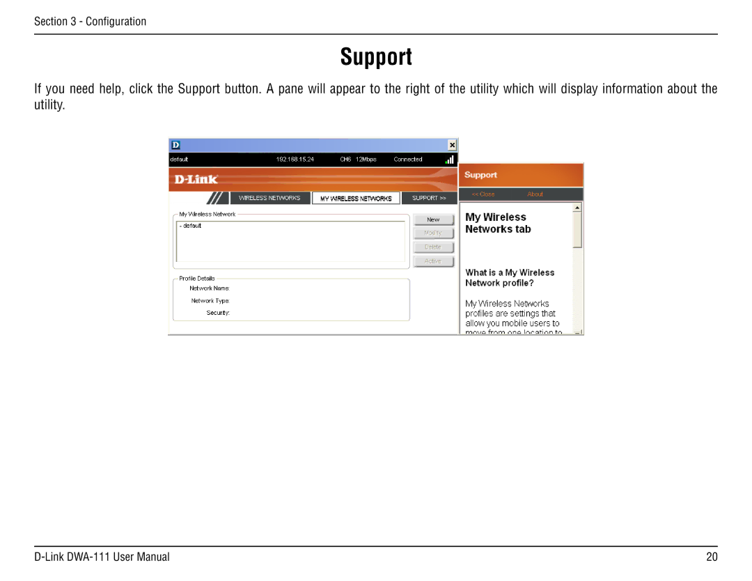 D-Link DWA-111 manual Support 